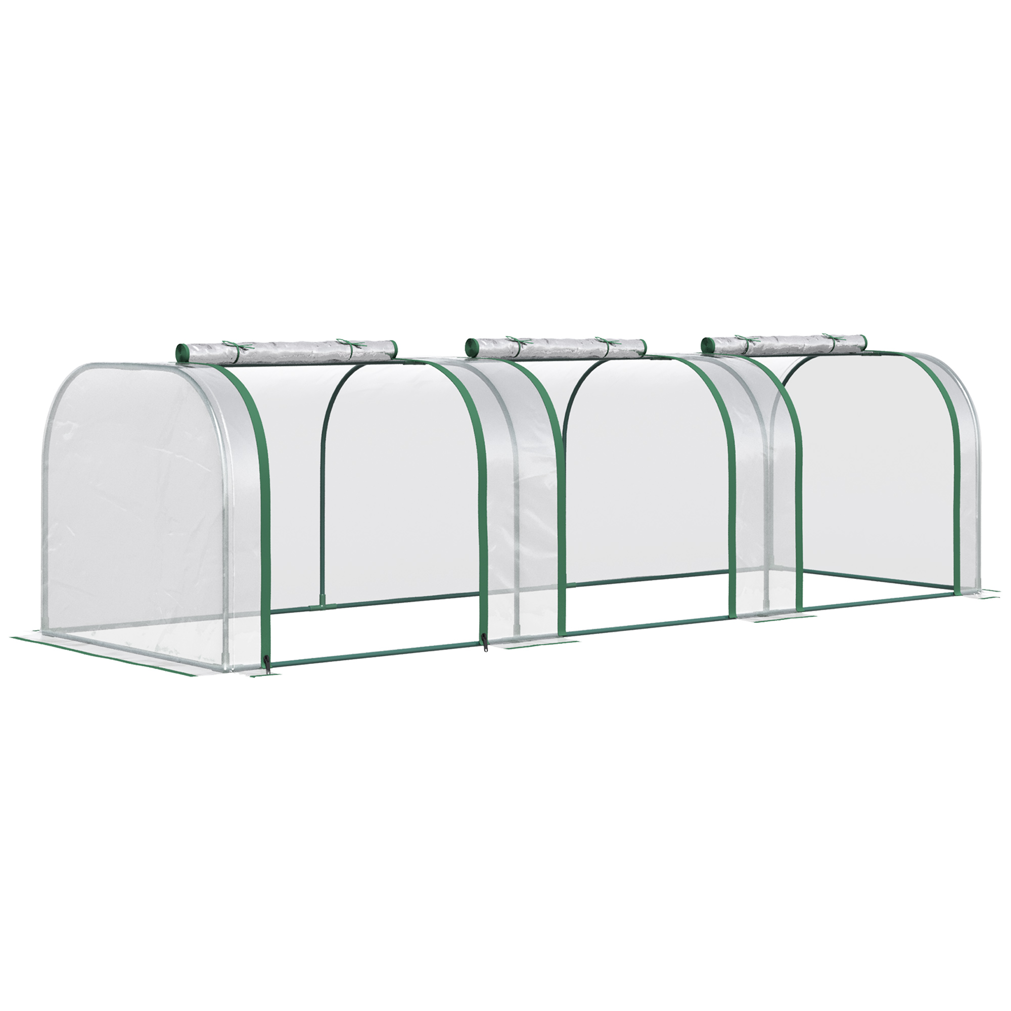 Outsunny Compact Greenhouse 9.7ft Portable Tunnel Design with 3 Zippered Doors PVC Cover UV and Water Resistant | Aosom.com