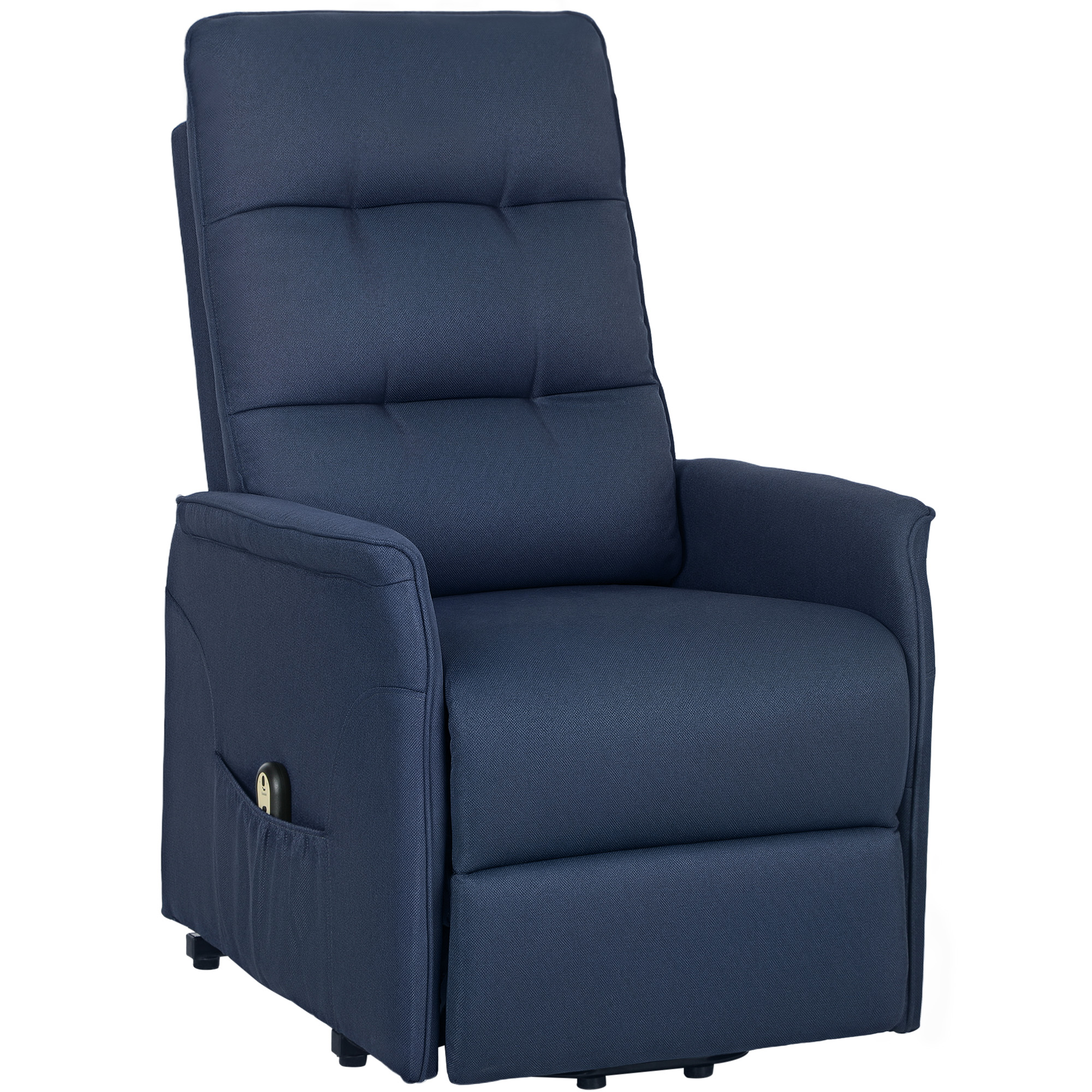 HOMCOM Power Lift Chair for Elderly, Fabric Recliner Sofa with Remote Control, Side Pockets, Quick Assembly, Deep Blue