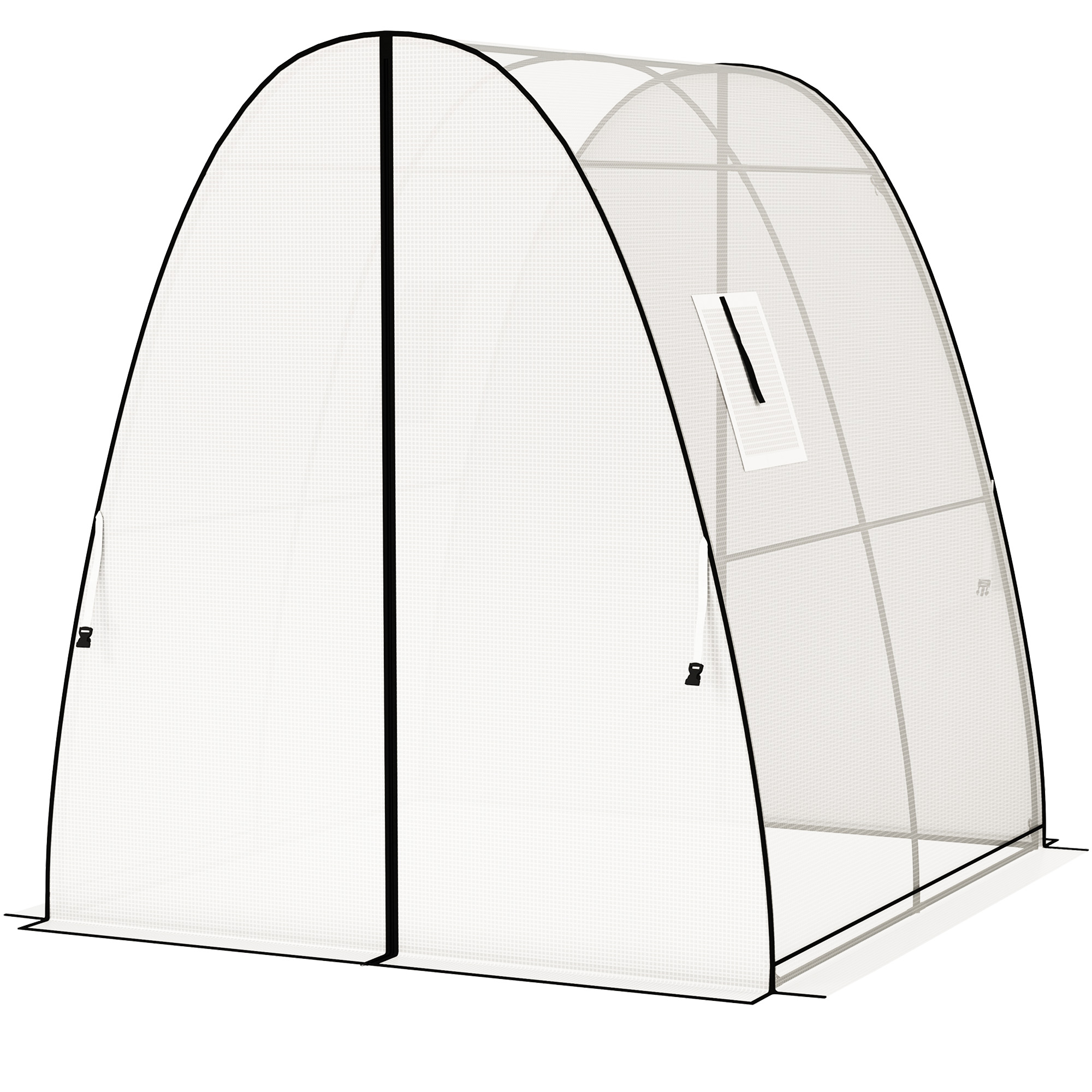 Outsunny Tunnel Hoop House Greenhouse with Sandbags and Hemmed PE Cover, 2 Doors and Screen Windows, 6&#039; x 6&#039; x 6.6&#039;, White