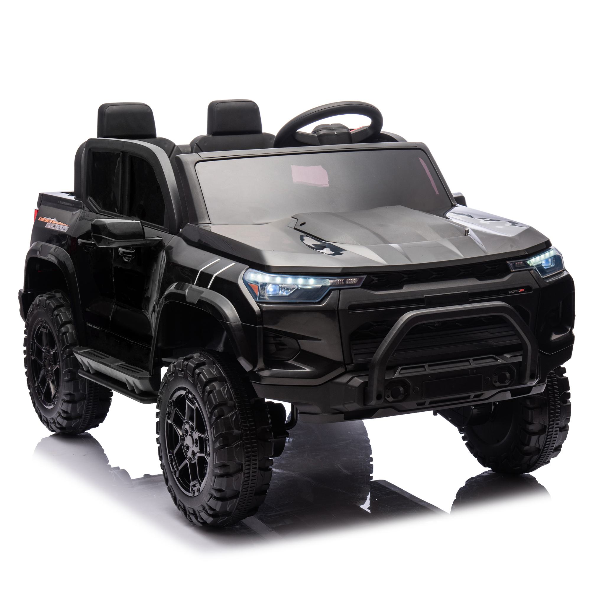 24V 2-Seater Kids Electric Pickup with 4WD 800W Motors, Remote Ride on Toys with Safety Belts for Ages 3+, 47 L x 31 W x 27.5 H, Black | Aosom.com