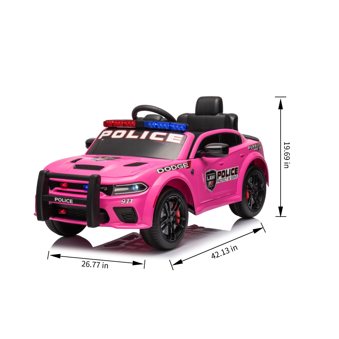 12V Licensed Dodge Kids Police Car with Remote Control, Pink