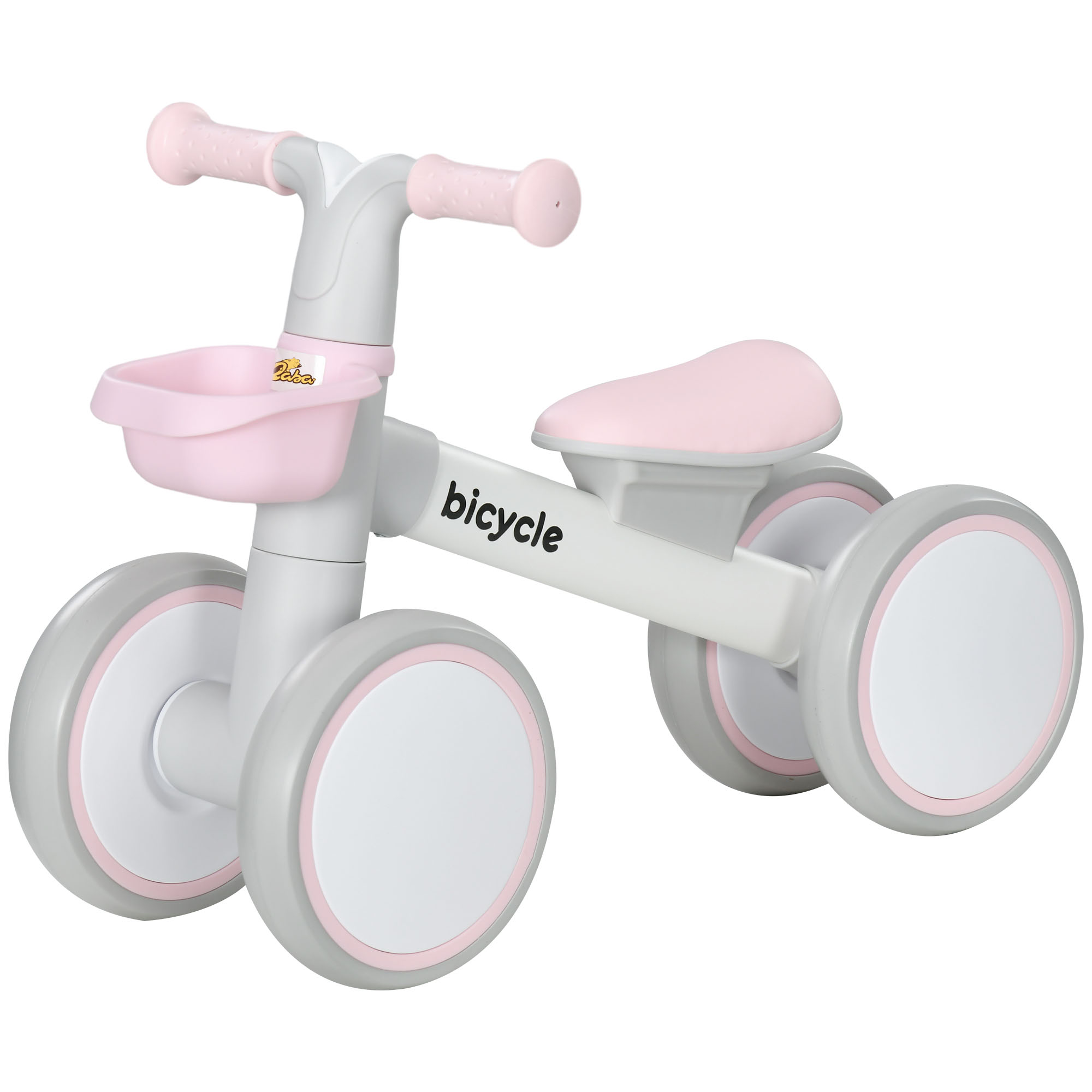 Qaba Balance Bike for Toddlers 1-3 Years with Adjustable Seat, Silent Wheels, No Pedal Bike, Pink
