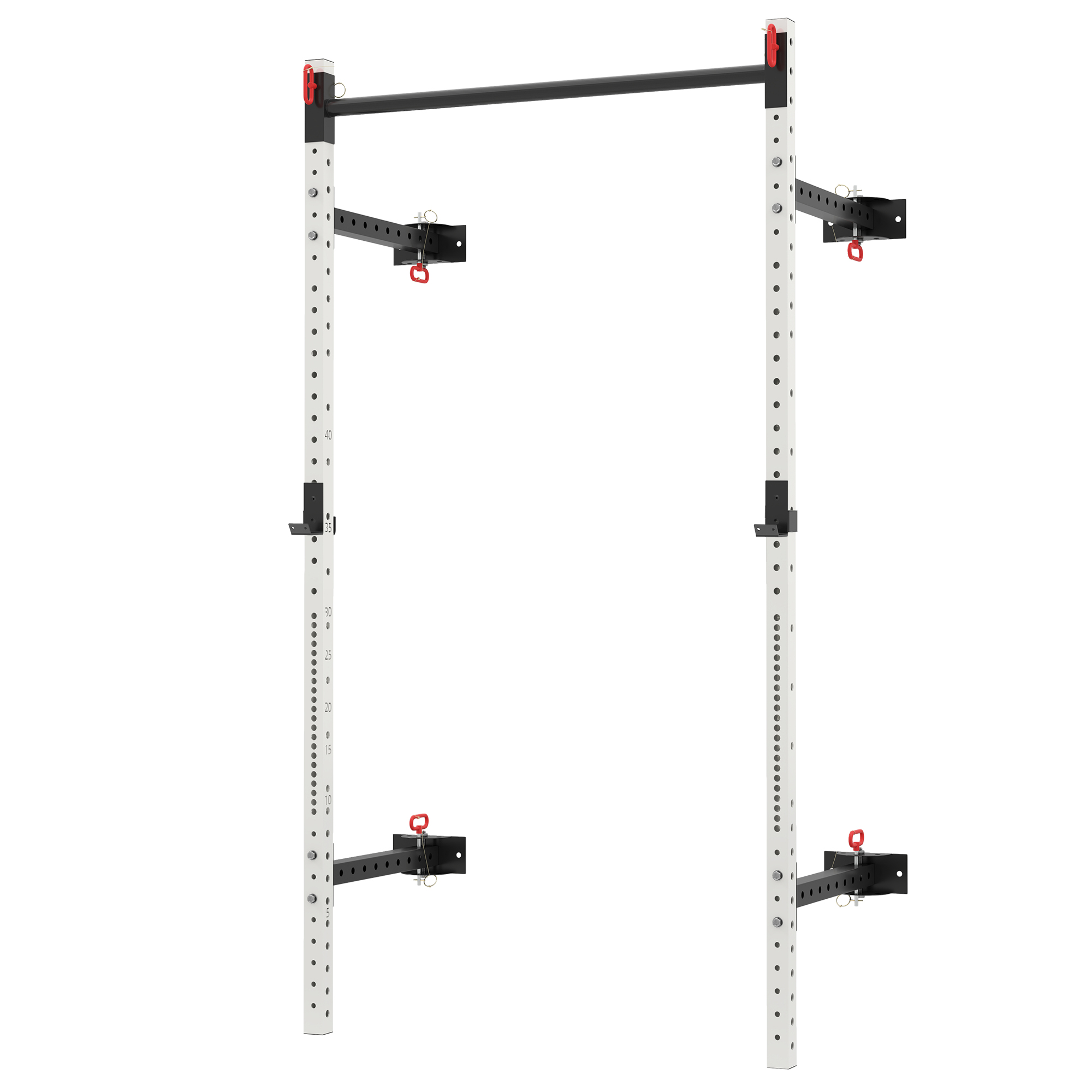 Soozier Folding Squat Rack with Pull Up Bar, Wall Mounted and Adjustable, 1000 Pounds Capacity Power Rack, White