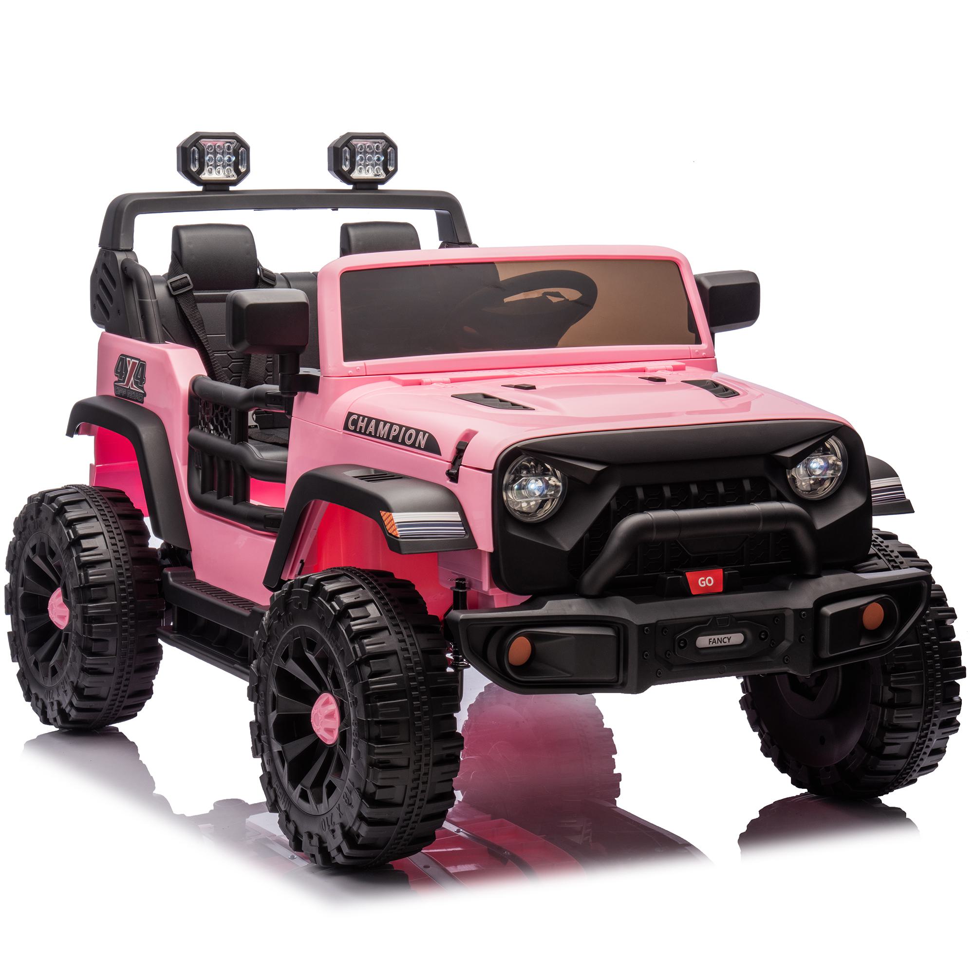 24V 2-Seater Kids Ride-On Car with Parent Control, 4-Wheel Suspension, and Bluetooth, Toy Car for Ages 3+, 47 L x 31.5 W x 32 H, Pink | Aosom.com