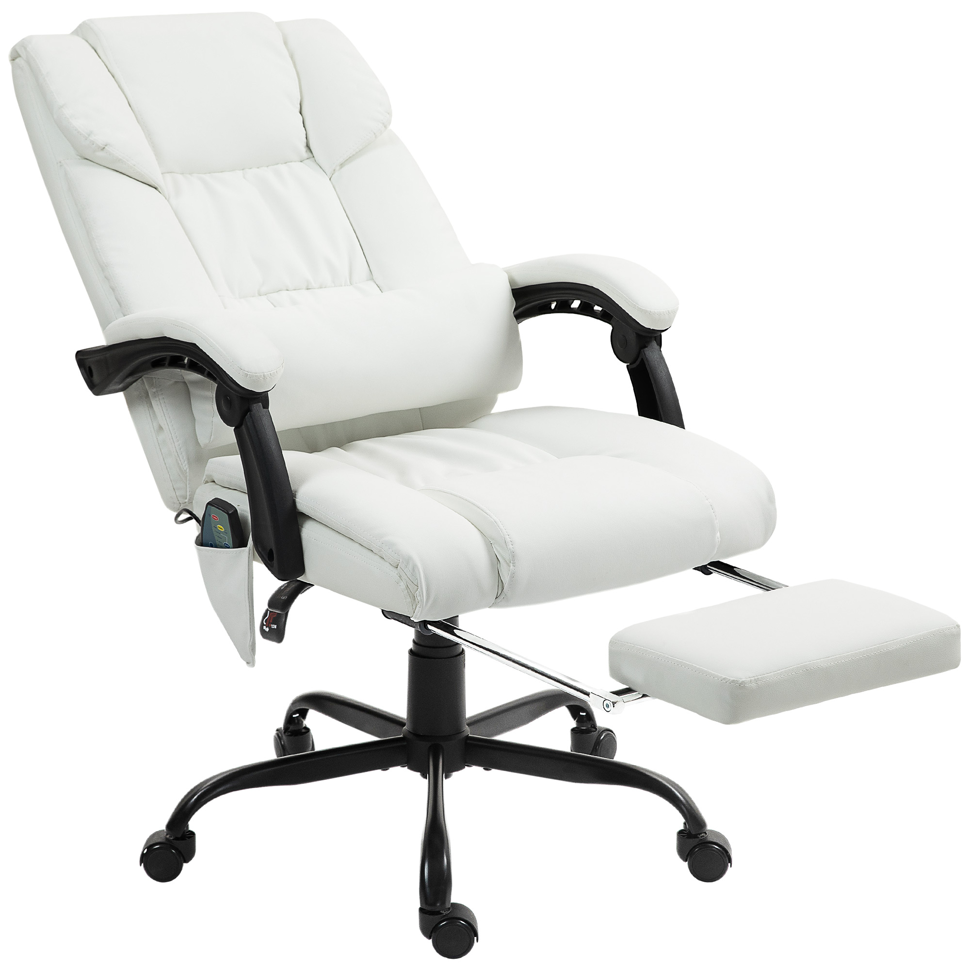 Vinsetto Massage Office Chair with 6 Vibrating Points, High Back Reclining Computer Chair with Footrest and Remote, White| Aosom.com