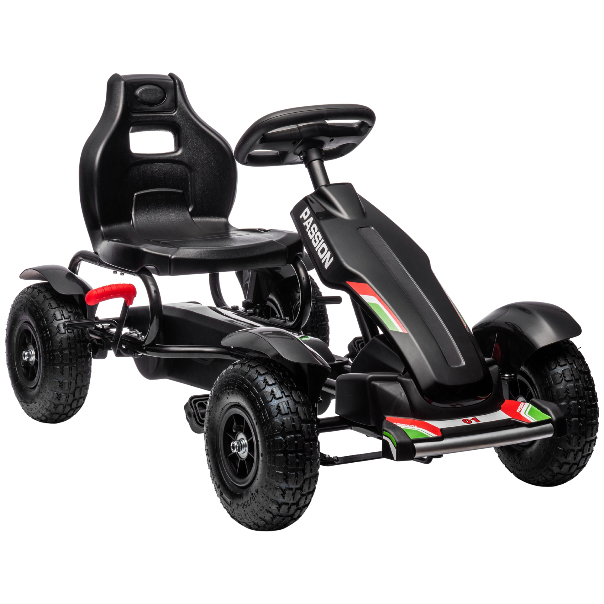 Aosom Outdoor Kids Pedal Go Kart Ride-On Toy Black with Adjustable Seat Handbrake Non-Slip Wheels for Boys Girls 5-12 | Aosom.com