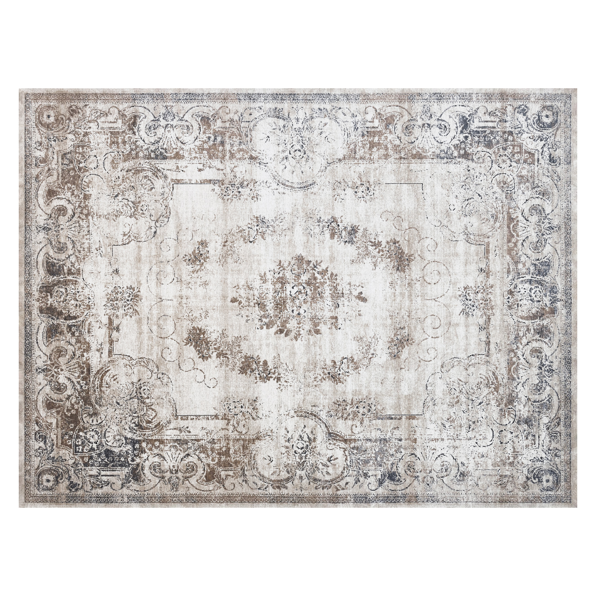 HOMCOM 5x7 Boho Area Rug, Machine Washable Carpet for Living Room, Bedroom, Dining Room, Kitchen, Home Office, Brown