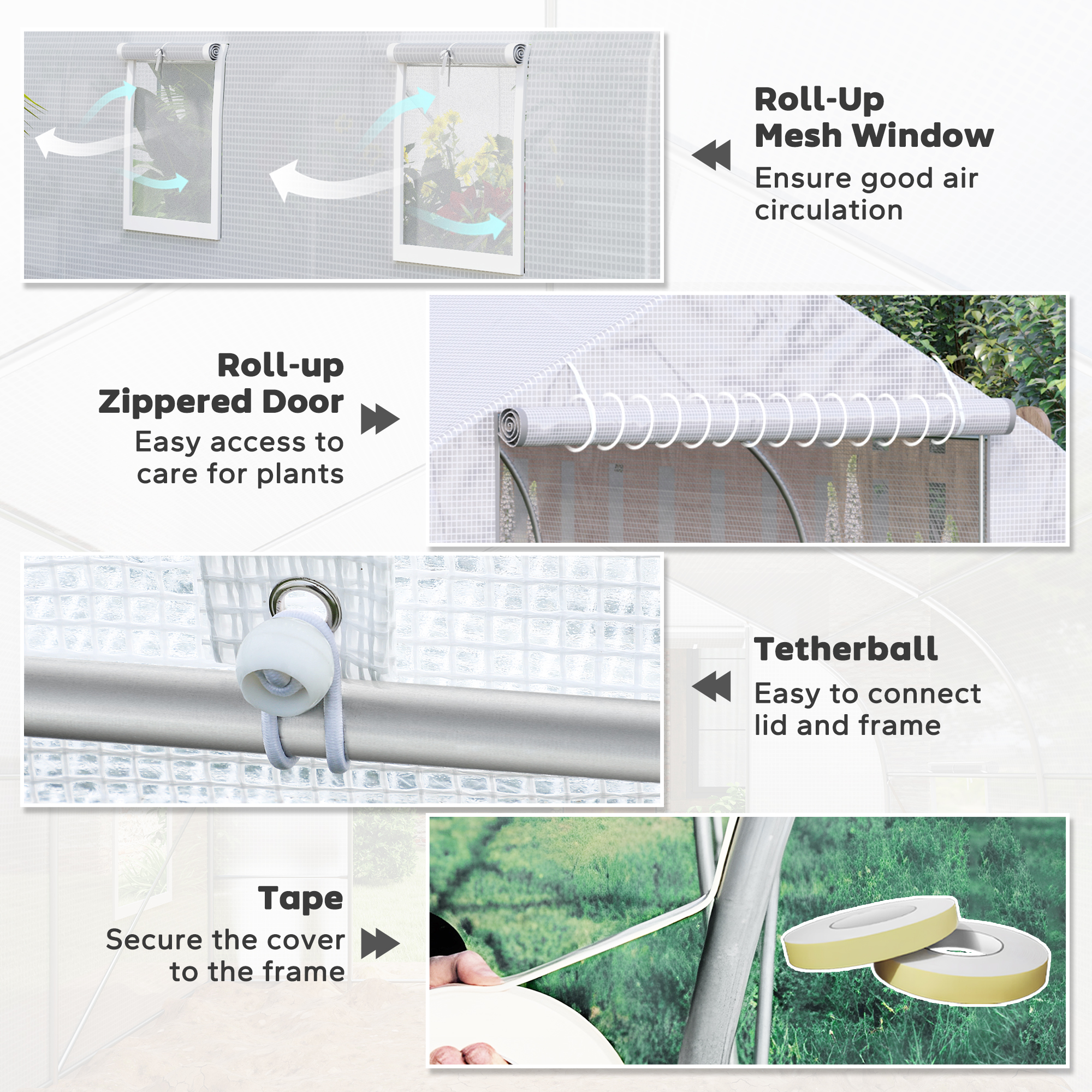 Outsunny 20 x 10 Tunnel Greenhouse, Large Walk In, Roll Up Door