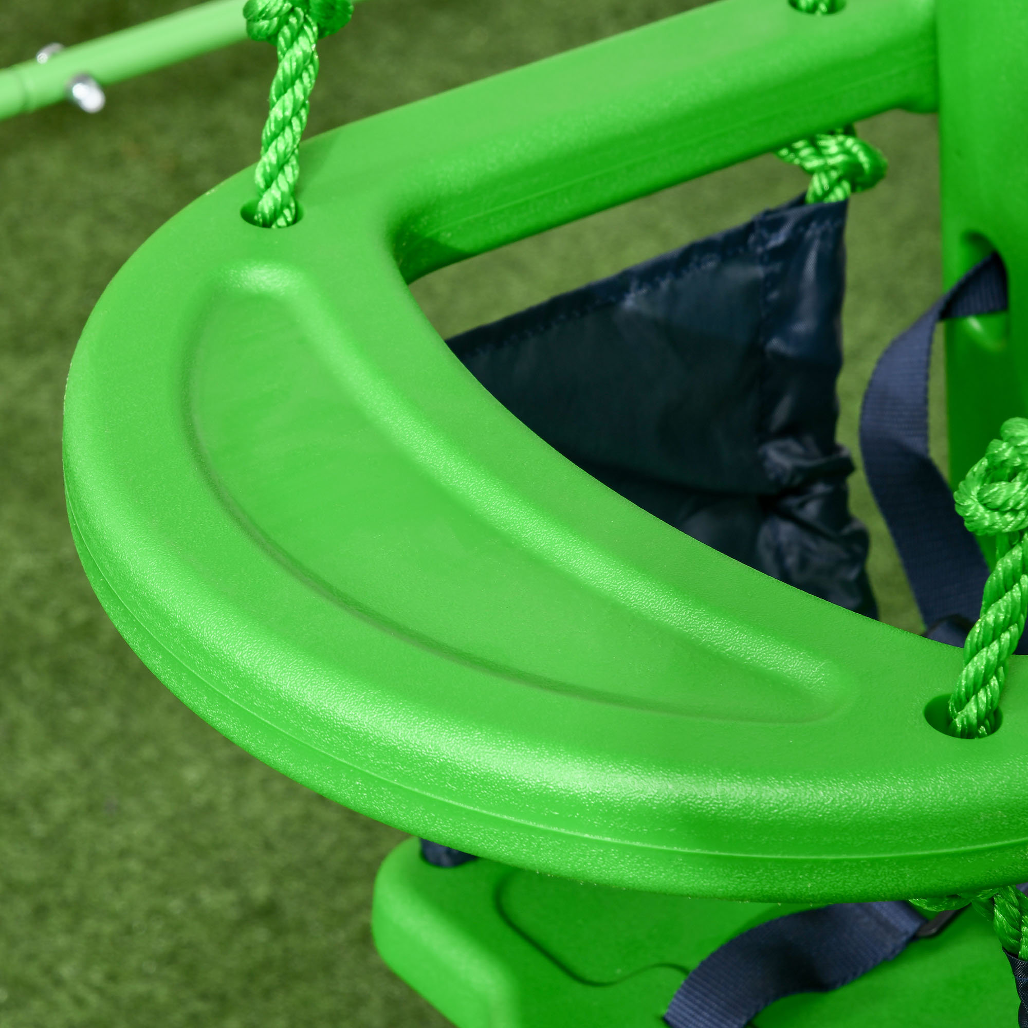 Outsunny Toddler Swing Set with Metal Stand, Safety Seat Belt for Kids Aged 6-36 Months, Backyard Indoor & Outdoor Use, Green