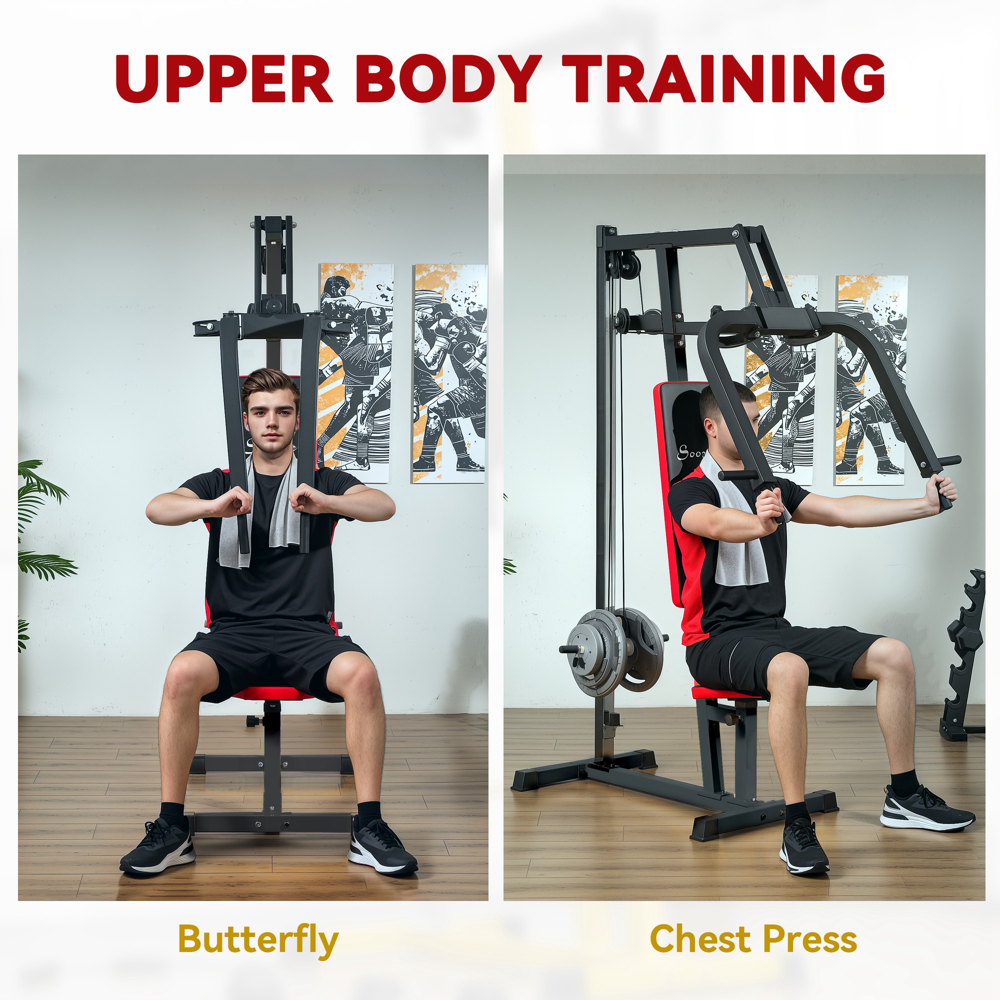 Soozier Chest Fly and Chest Press Machine for Back, Pectoral, Rear ...