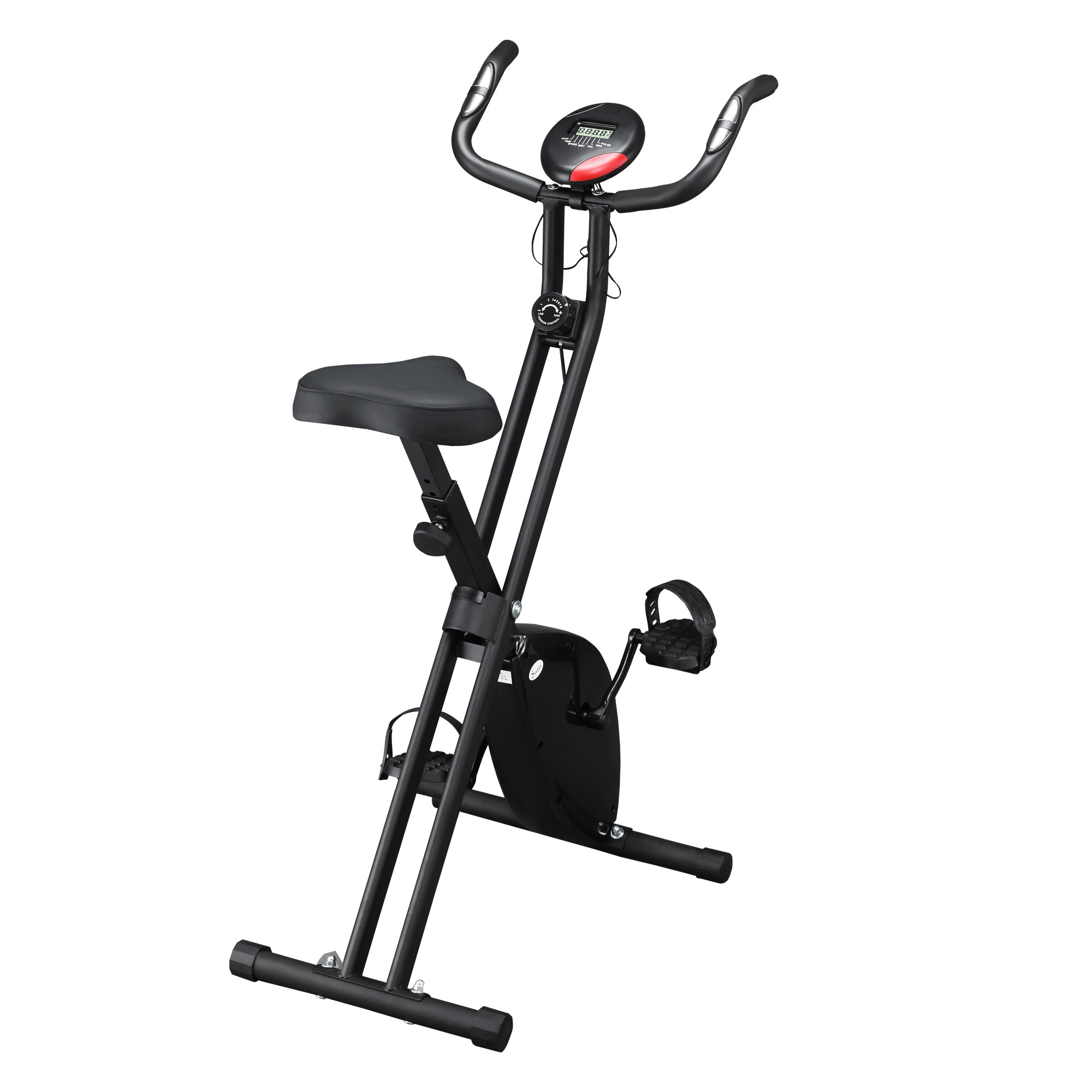 Soozier Foldable Exercise Bike Upright Fitness Bike 8-Level