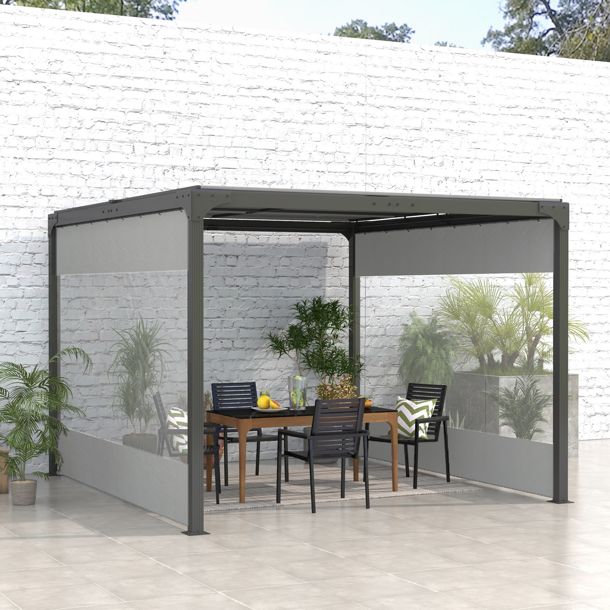 Outsunny pergola gazebo curtains for 10 x 10 pergola 2 pack side