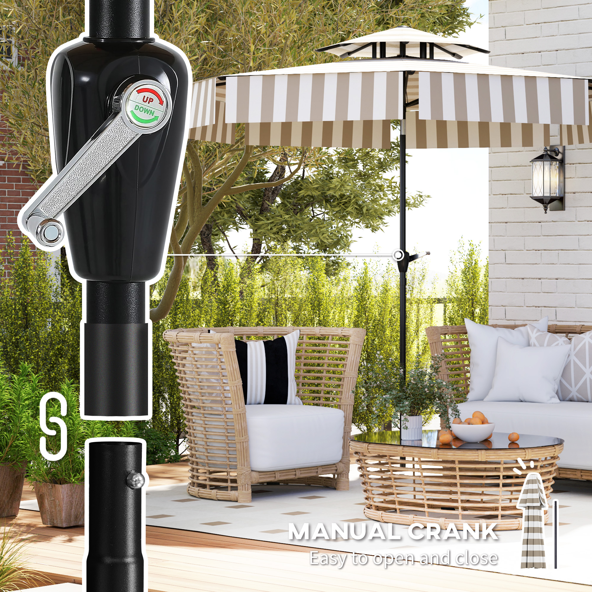 Outsunny 8.6FT Patio Umbrella, UPF 30+ Outdoor Market Umbrella, 2-Tier ...