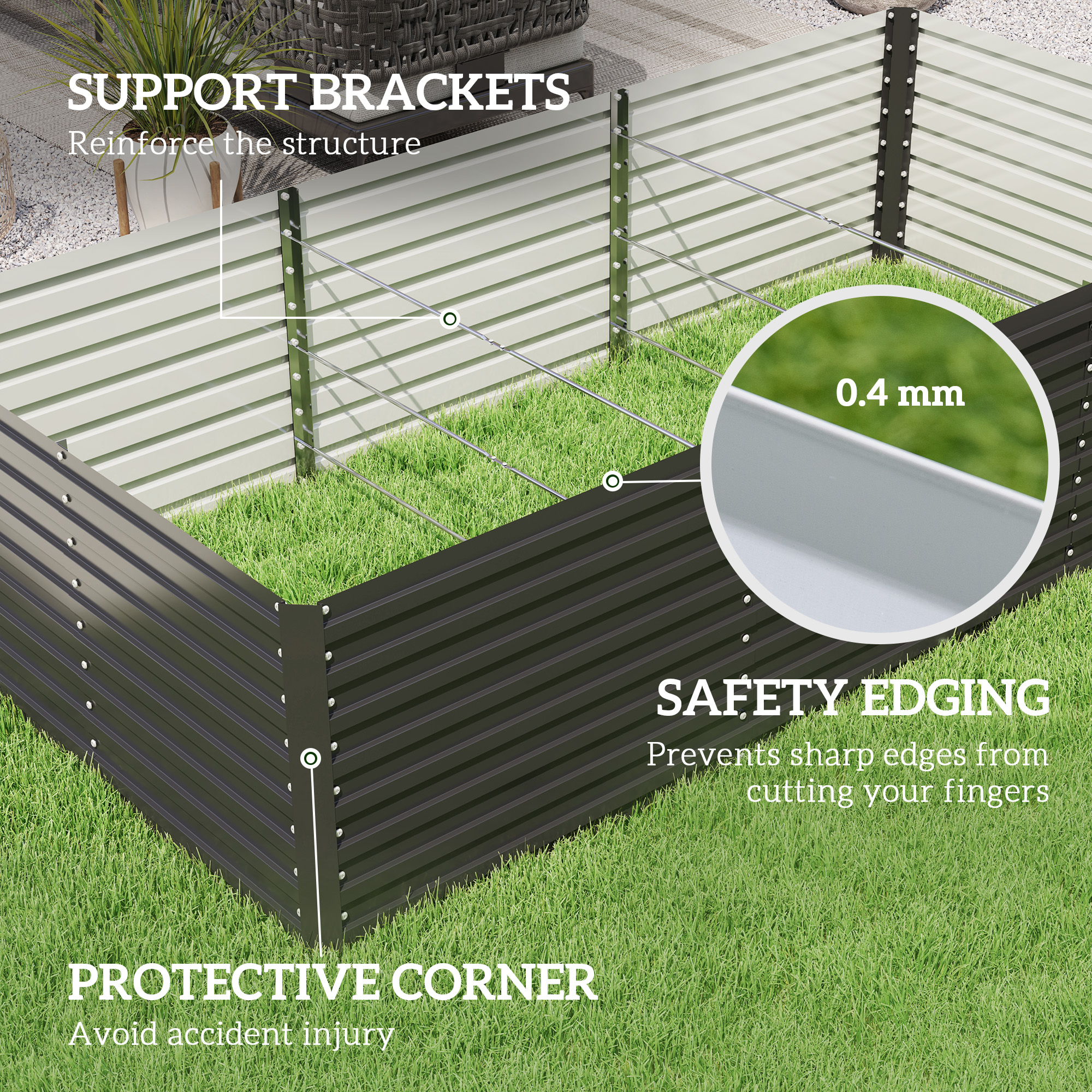 Outsunny 8' x 4' x 2' Raised Garden Bed, Galvanized Planter Box