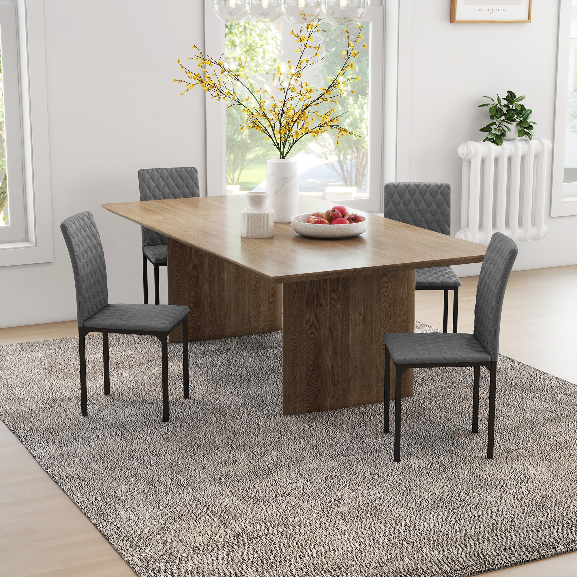 HOMCOM Dining Chairs Set of 4 Modern Faux Leather Upholstered Chairs with Button Tufted Back Metal Legs Grey Aosom Canada