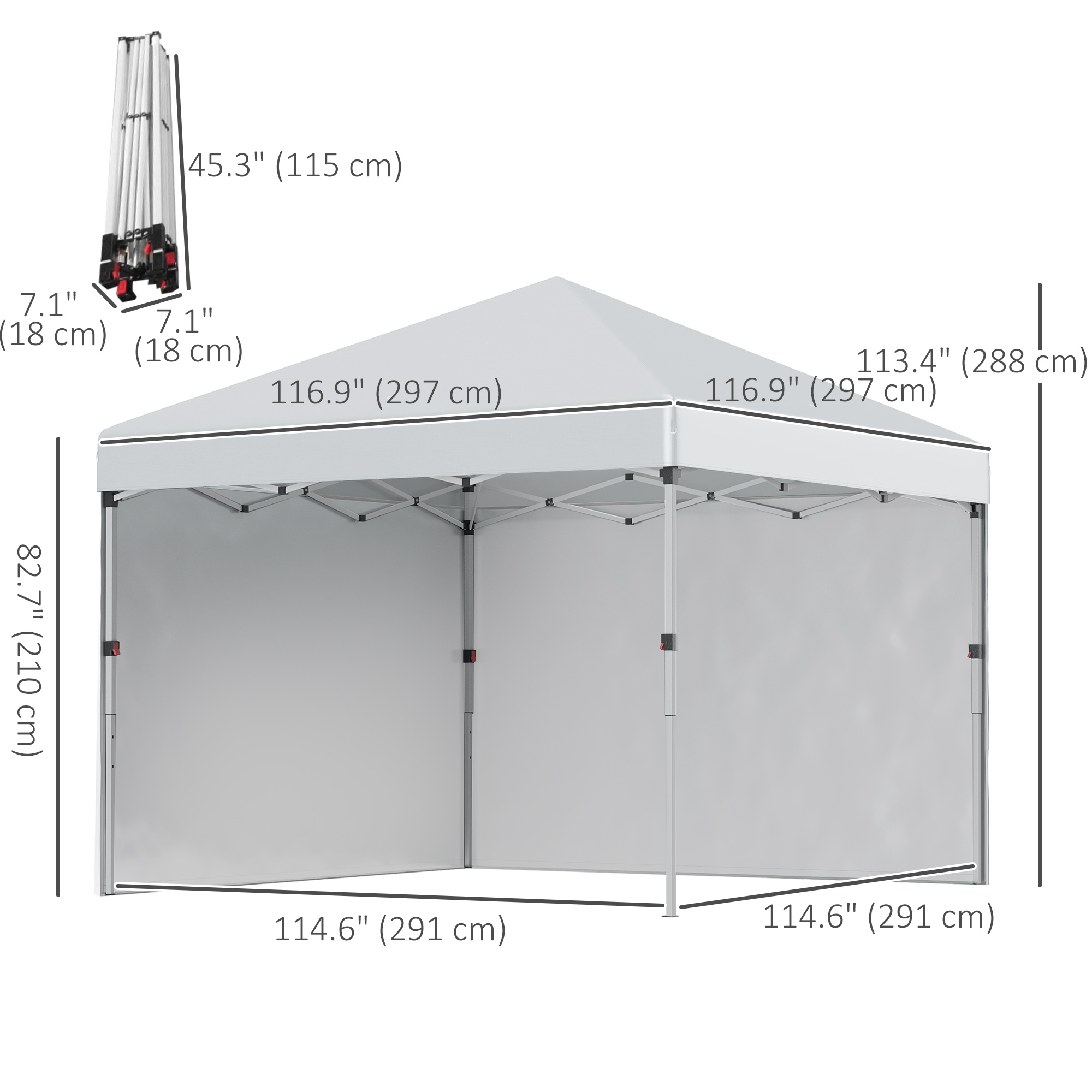 BIAY Outsunny 10' x 10' Pop Up Canopy with Sidewalls, Roller Bag