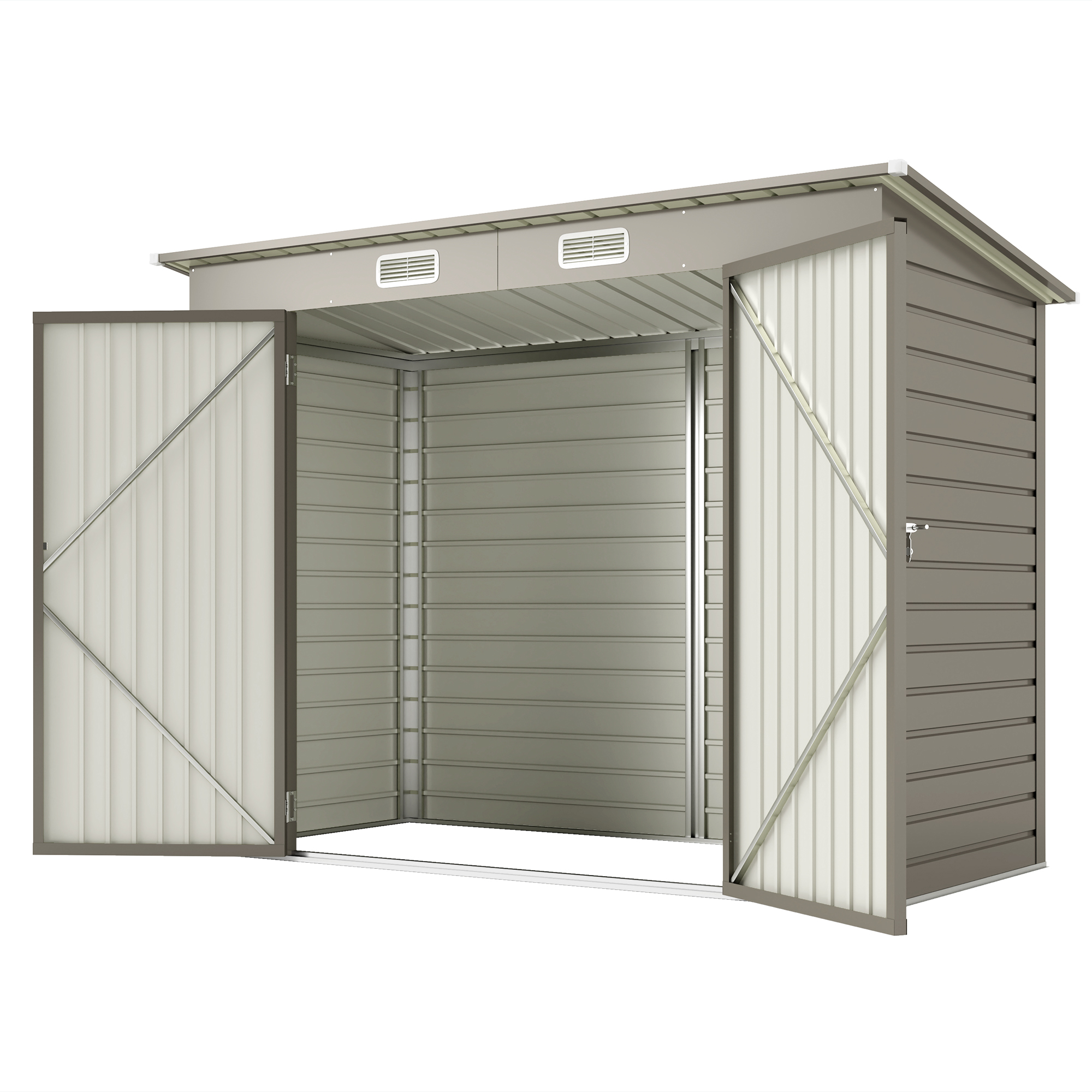 Outsunny 8 x 4FT Galvanized Garden Storage Shed, Metal