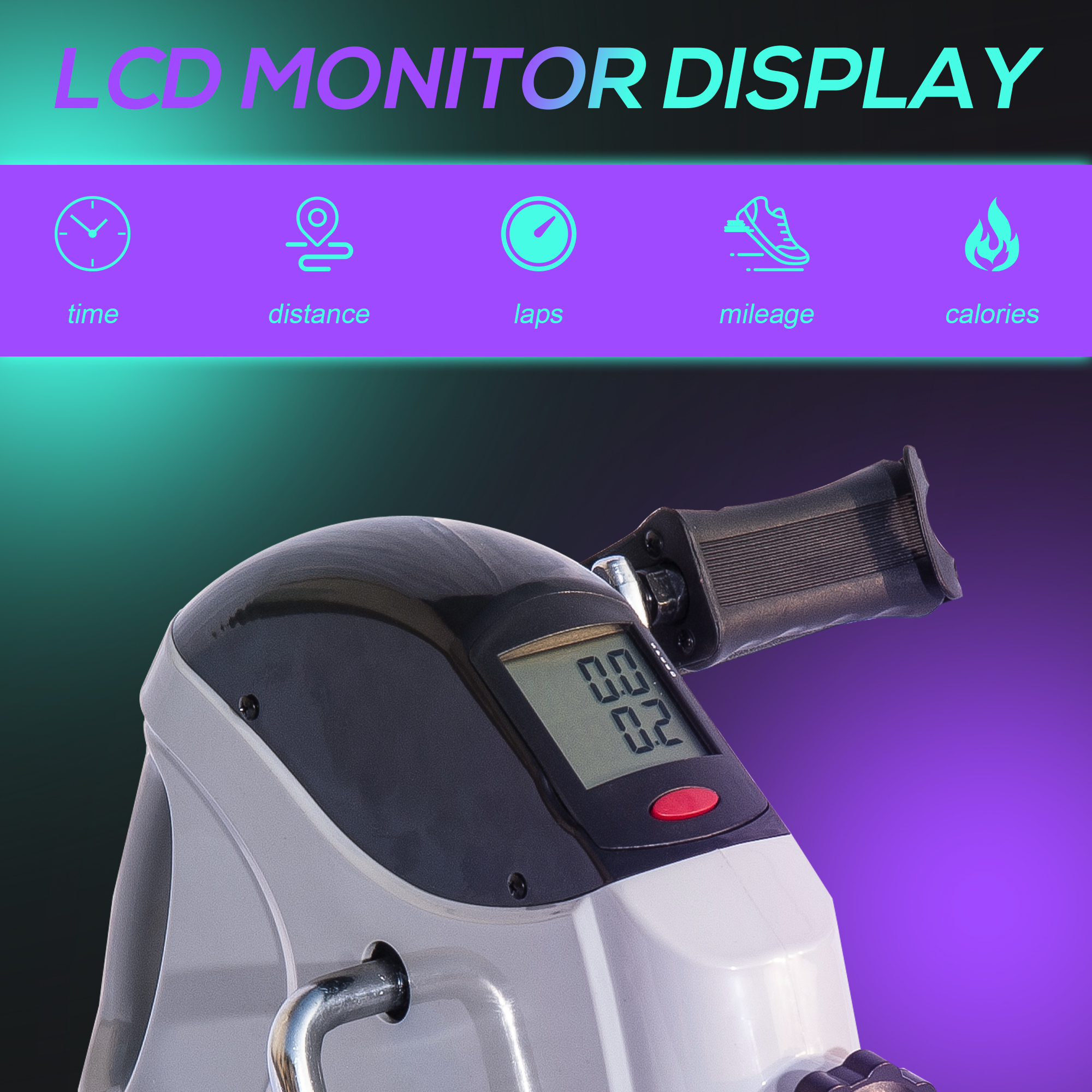 Soozier Portable Mini Exercise Bike Desk Pedal Indoor Cycle Fitness Hand  Foot Exercise Machine w/ LCD Display