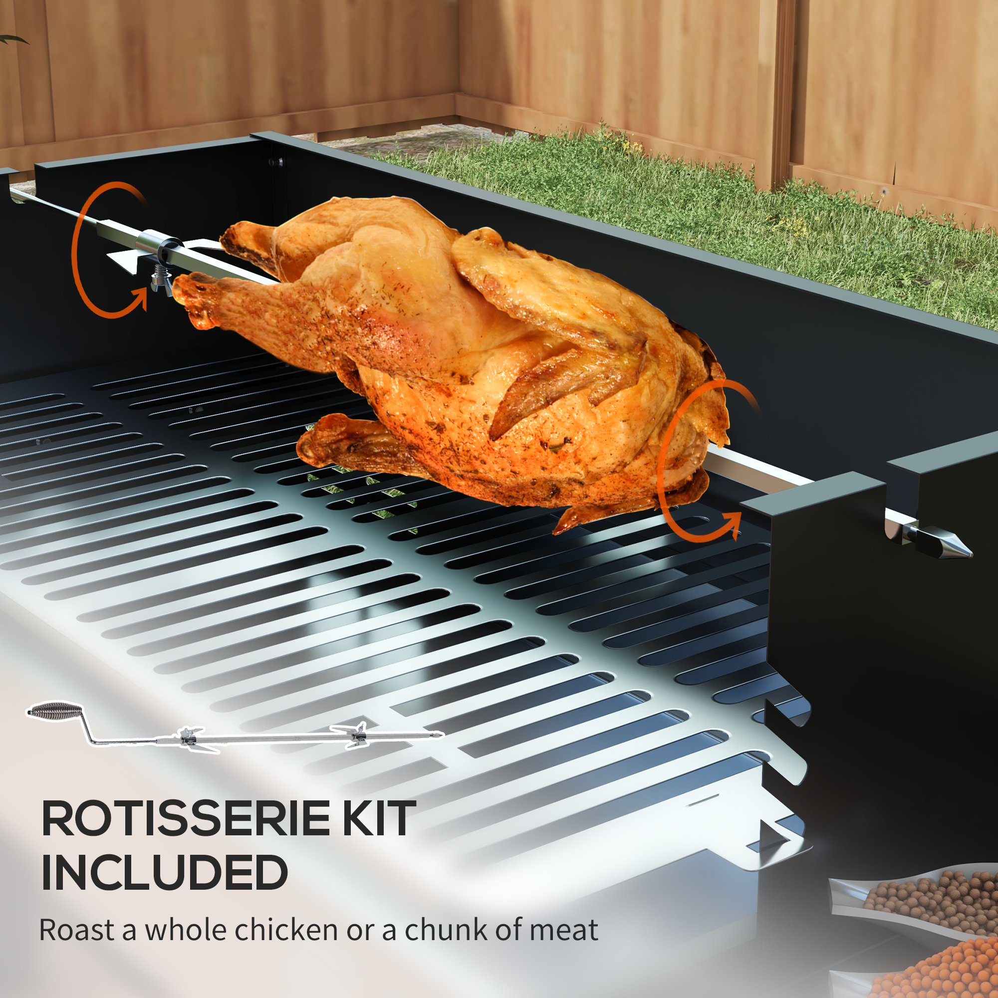 Outsunny BBQ Rotisserie Grill Roaster Charcoal Spit Roasting
