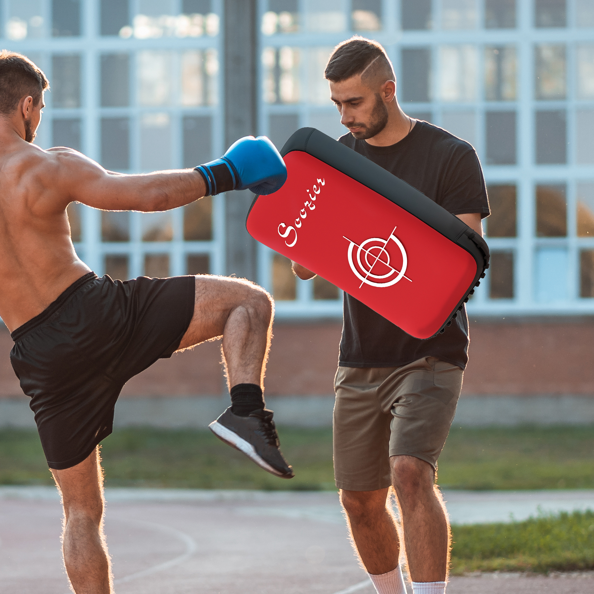 Soozier 16.5 in Muay Thai Kick Shield Punching Pad, Kick Shield for Martial Arts, Karate, Kickboxing, MMA x 1 Unit, Red 0