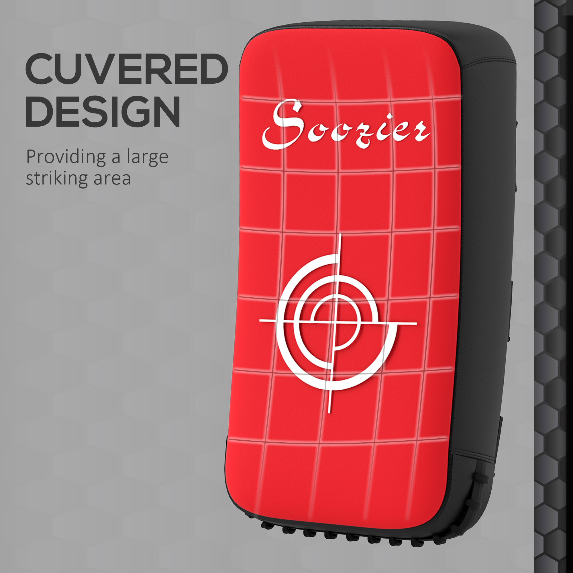 Soozier 16.5 in Muay Thai Kick Shield Punching Pad, Kick Shield for Martial Arts, Karate, Kickboxing, MMA x 1 Unit, Red 2