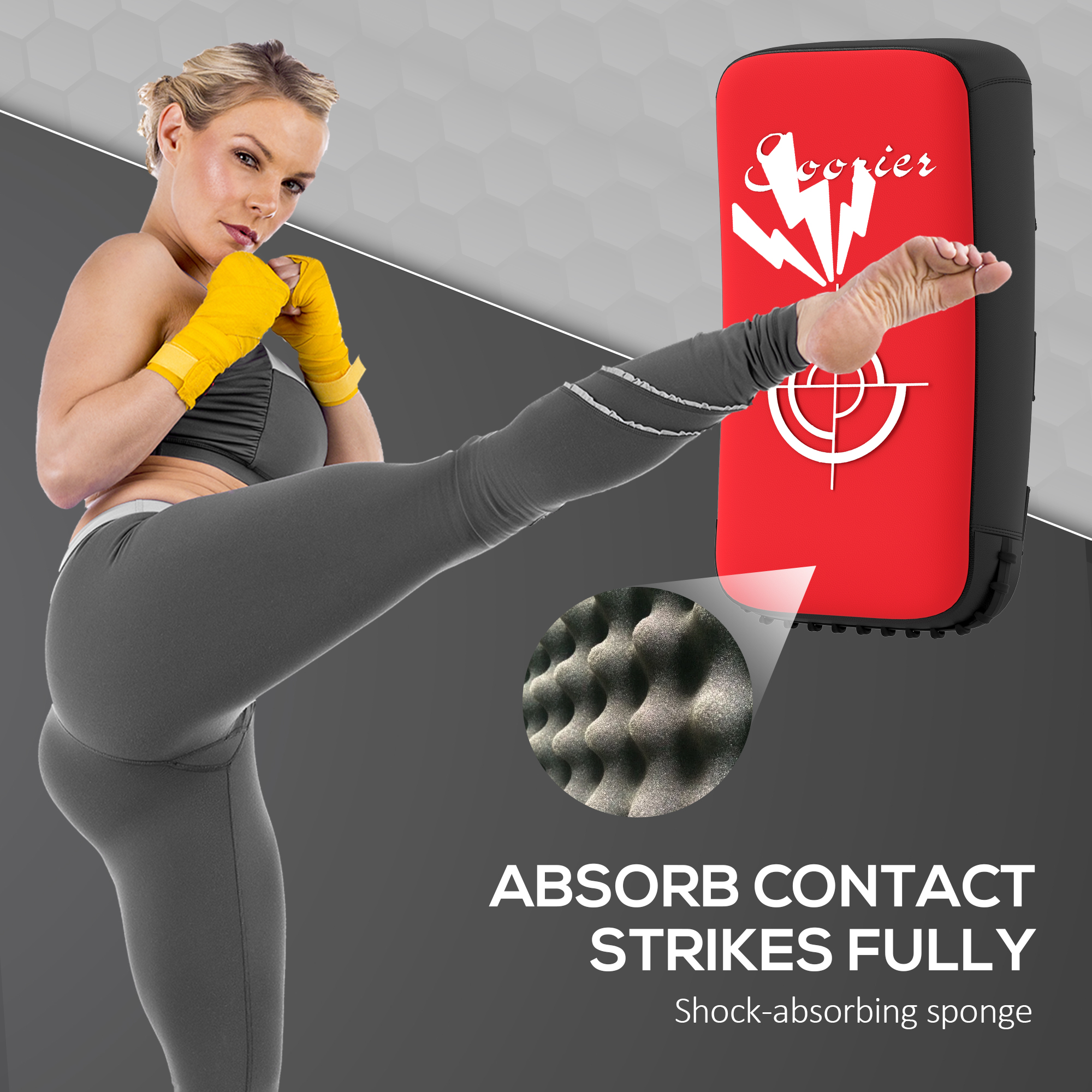 Soozier 16.5 in Muay Thai Kick Shield Punching Pad, Kick Shield for Martial Arts, Karate, Kickboxing, MMA x 1 Unit, Red 4