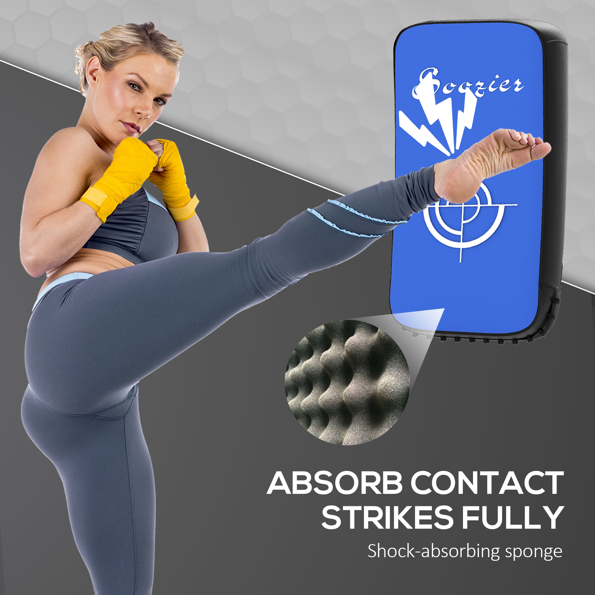 Soozier 16.5 in Muay Thai Kick Shield Punching Pad, Kick Shield for Martial Arts, Karate, Kickboxing, MMA x 1 Unit, Blue 4