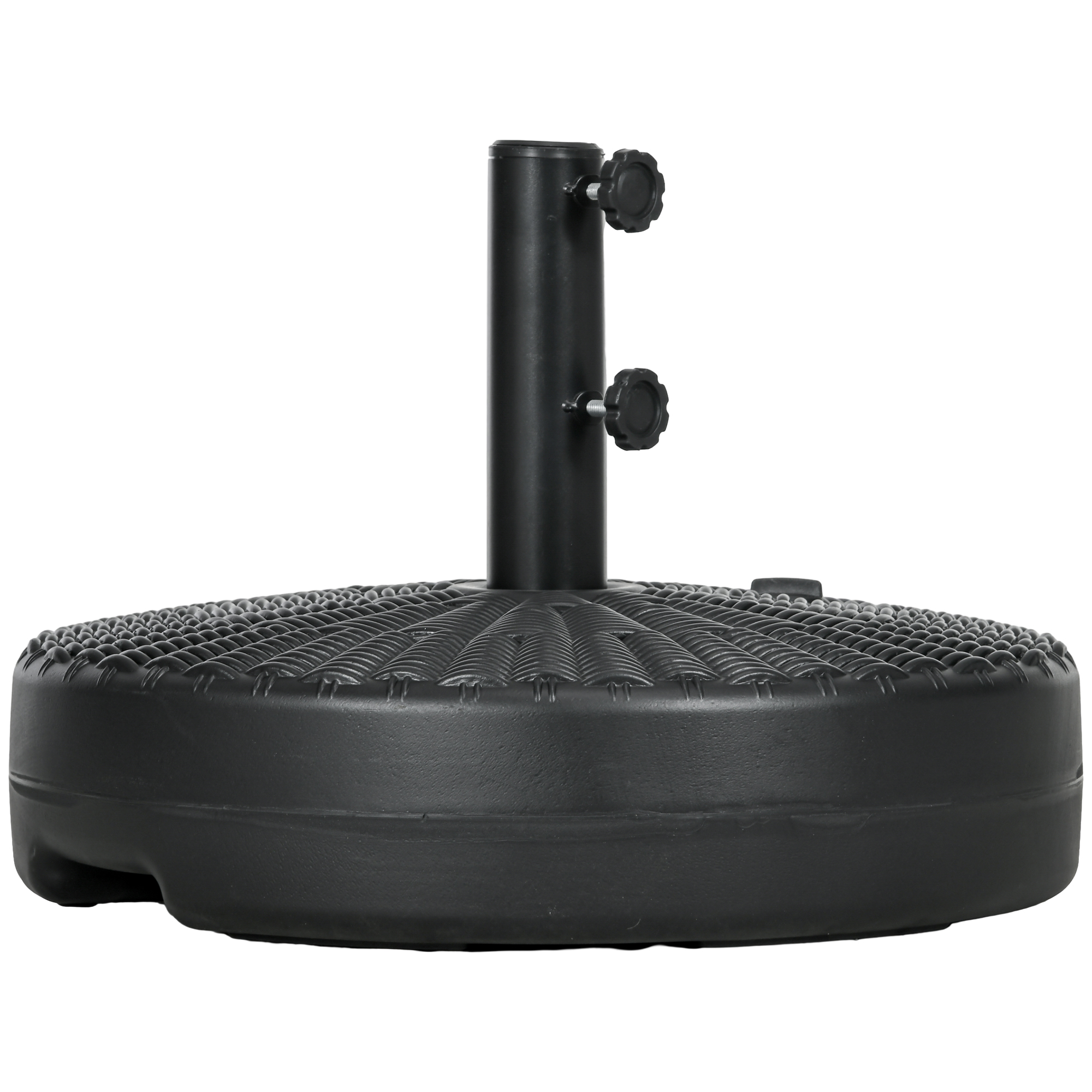 Outsunny Umbrella Stand: Round, Fillable Base for 1.5", 2" Poles in Black for Lawn and Deck Stability|Aosom.com