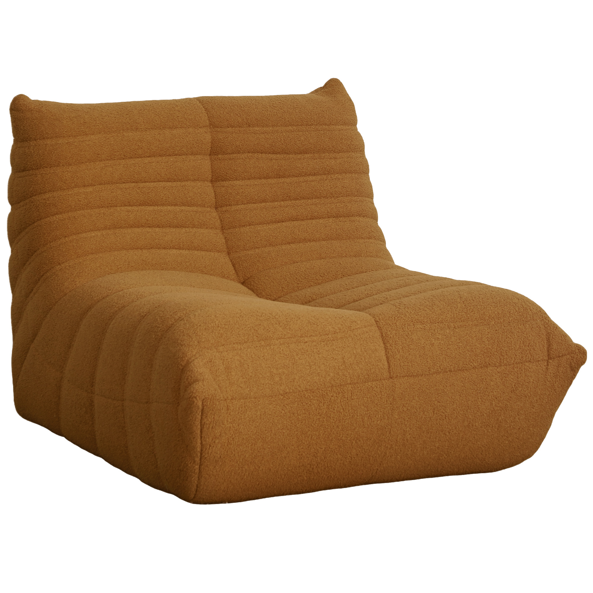 HOMCOM Floor Chair with Back Support, Teddy Fleece Sofa Chair with Channel Tufting, Meditation Chair for Bedroom, Brown