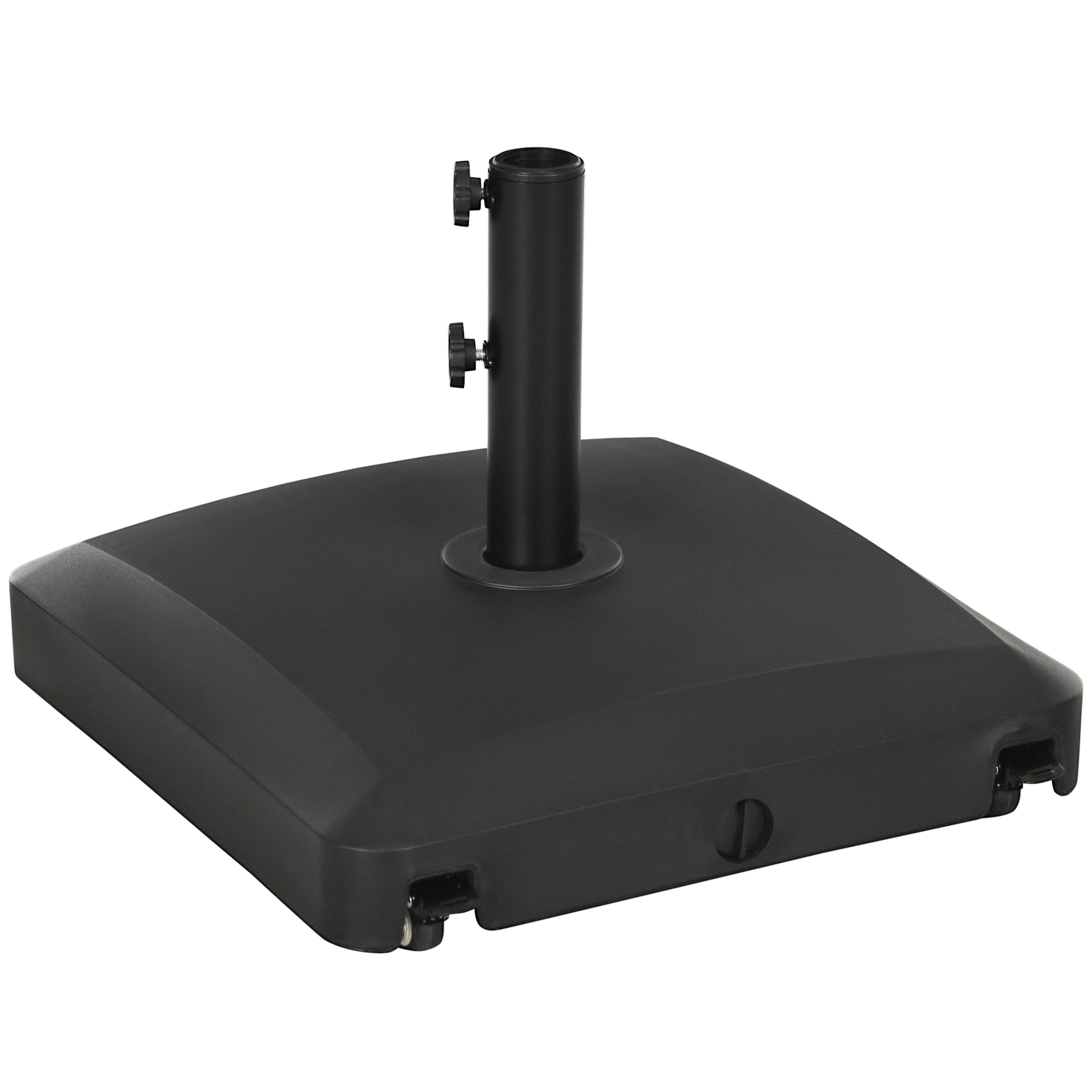 Outsunny Black Patio Umbrella Base with Wheels 53lbs Water 66lbs Sand Filled Heavy Duty Outdoor Stand Holder for Stability | Aosom.com