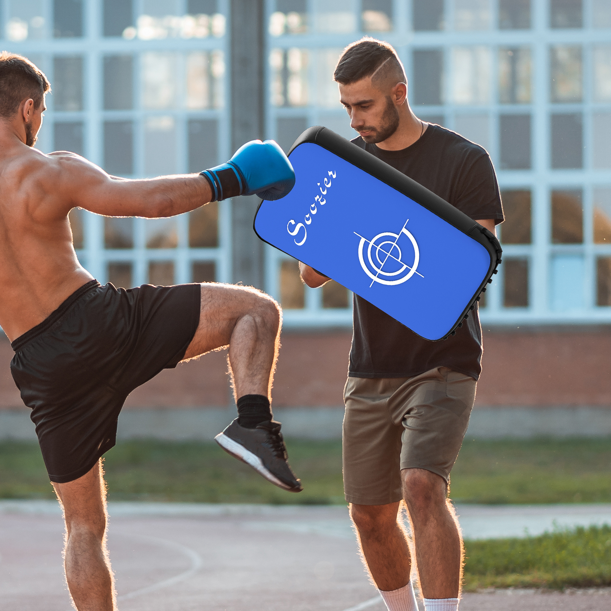 Soozier 16.5 in Muay Thai Kick Shield Punching Pad, Kick Shield for Martial Arts, Karate, Kickboxing, MMA x 1 Unit, Blue 0