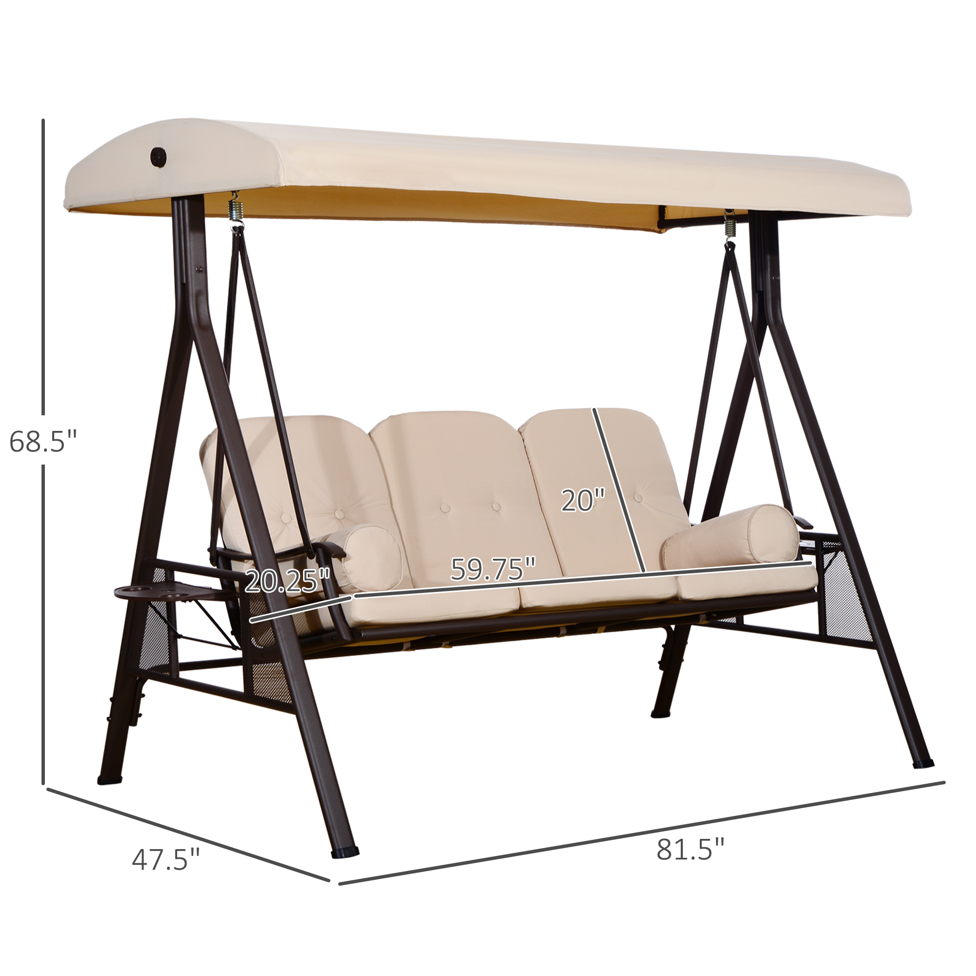 【Adul】PATIO Mondawe 3-person Blue Steel Outdoor Swing MD-ACL3PKK at