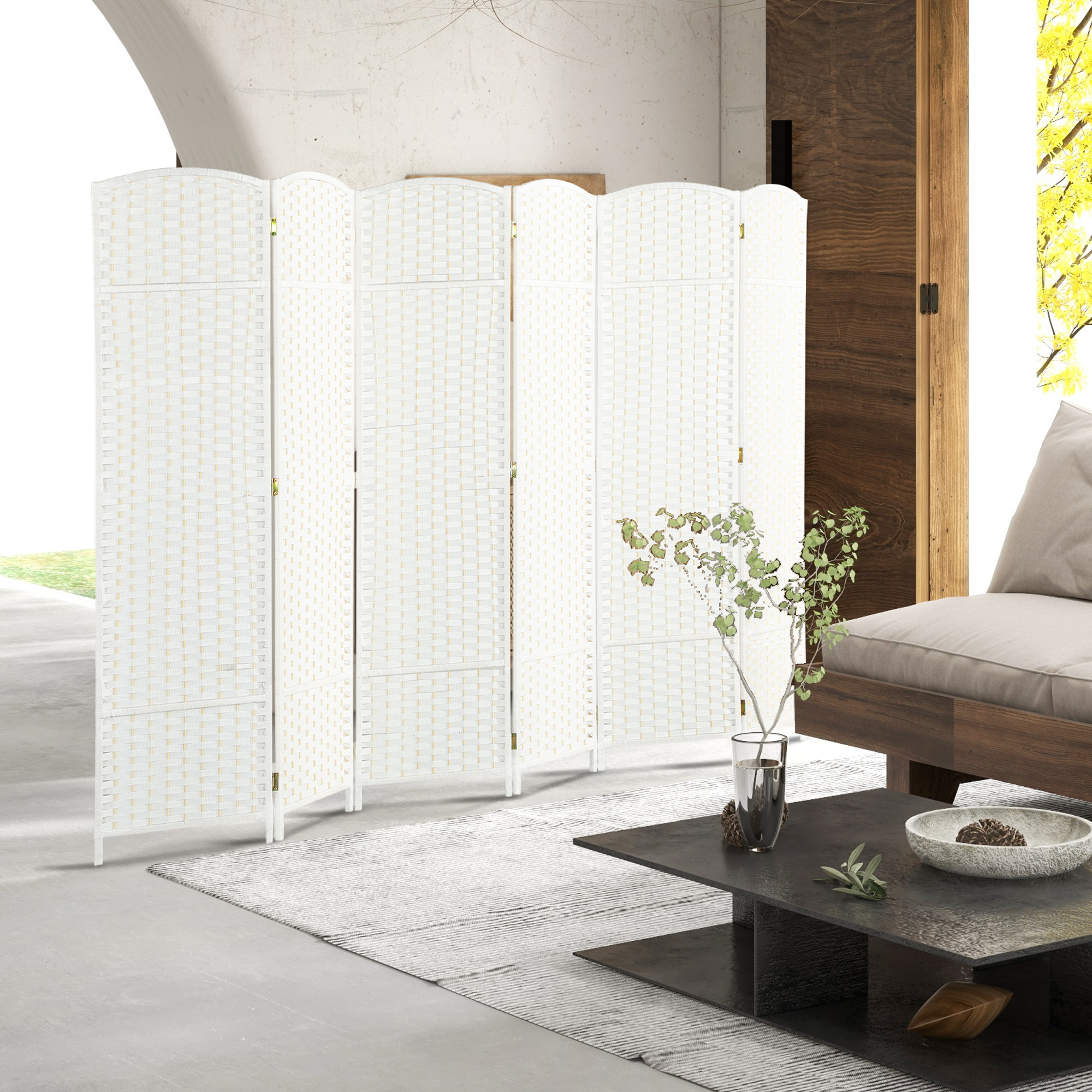 HOMCOM Folding Room Divider Screen 6 Panel 5.6 ' Tall Privacy