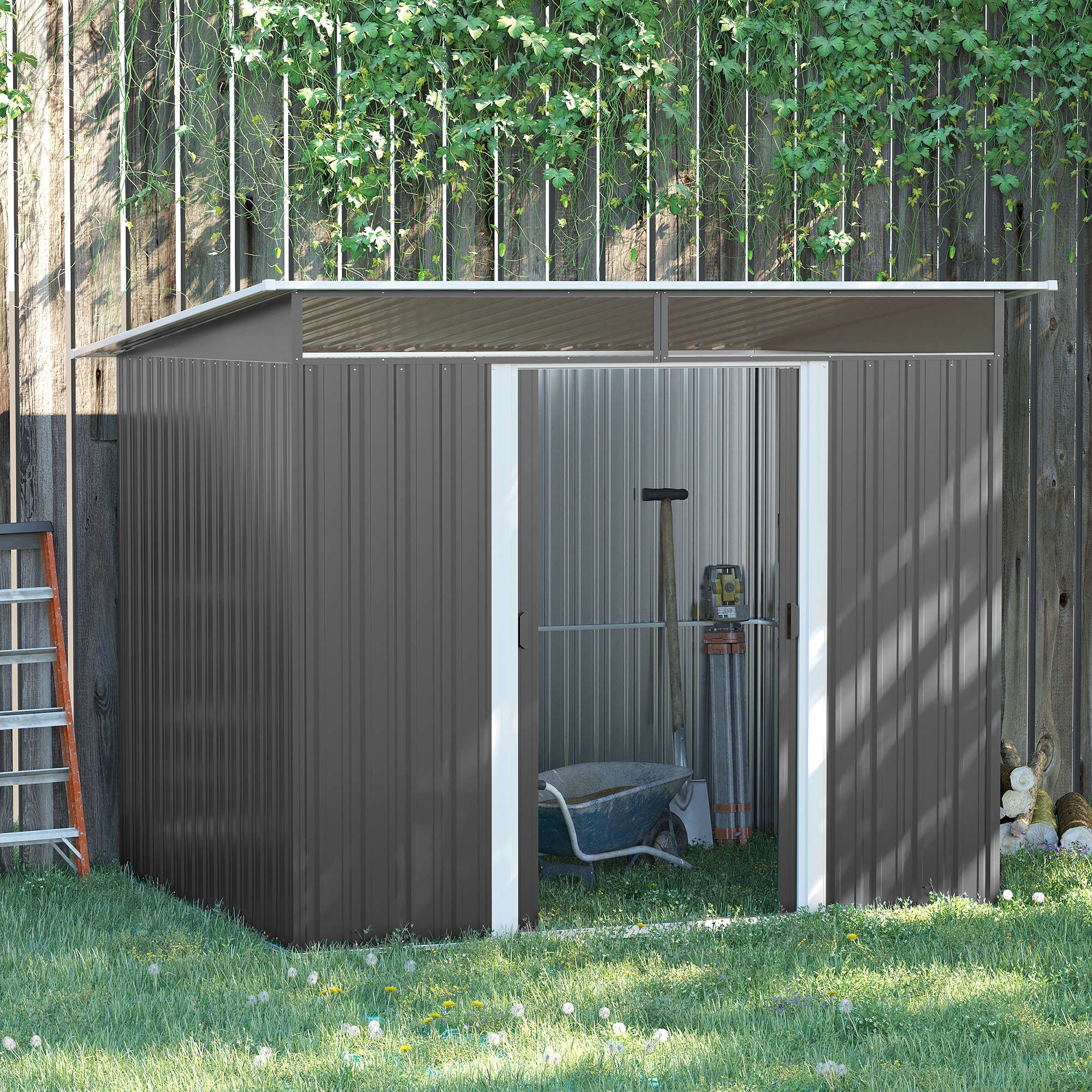 Outsunny 8.5' x 6' Metal Garden Shed Grey | Aosom Canada