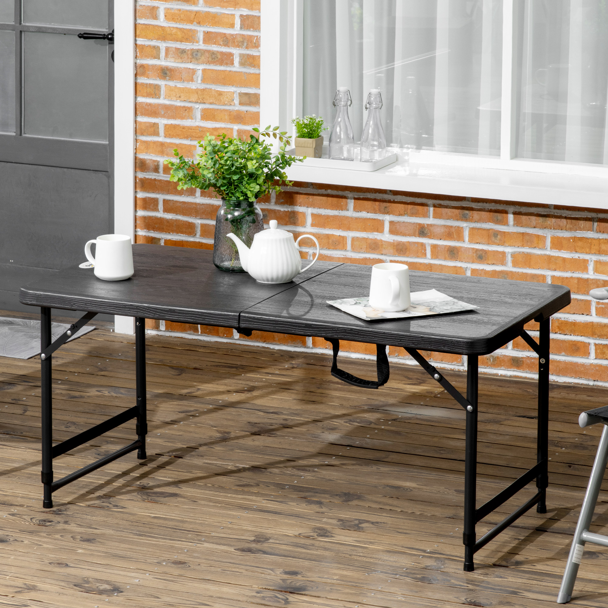 Outsunny Foldable Patio Dining Table for 4, Height