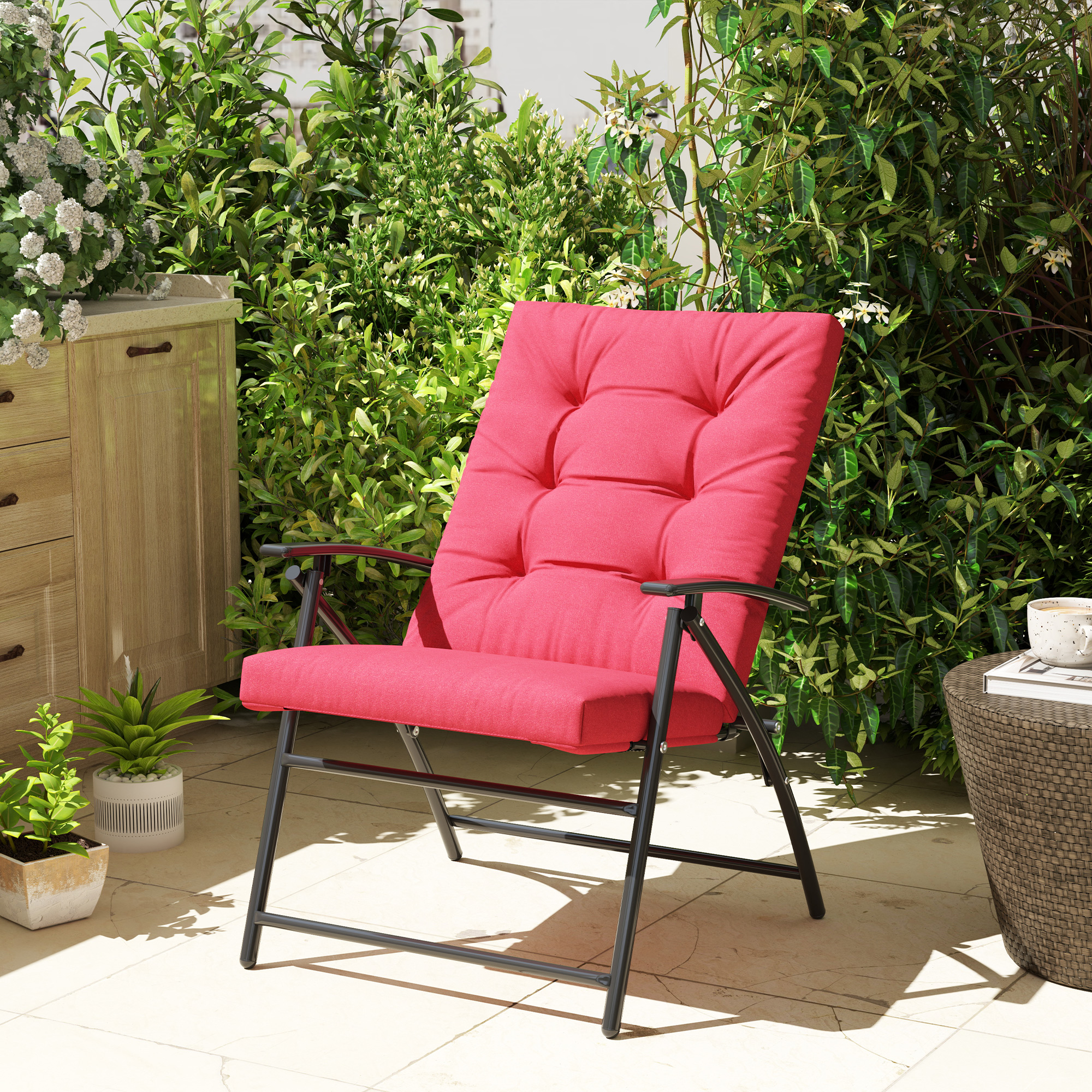 Outdoor Furniture Padded Folding Patio Chairs Outsunny Foldable