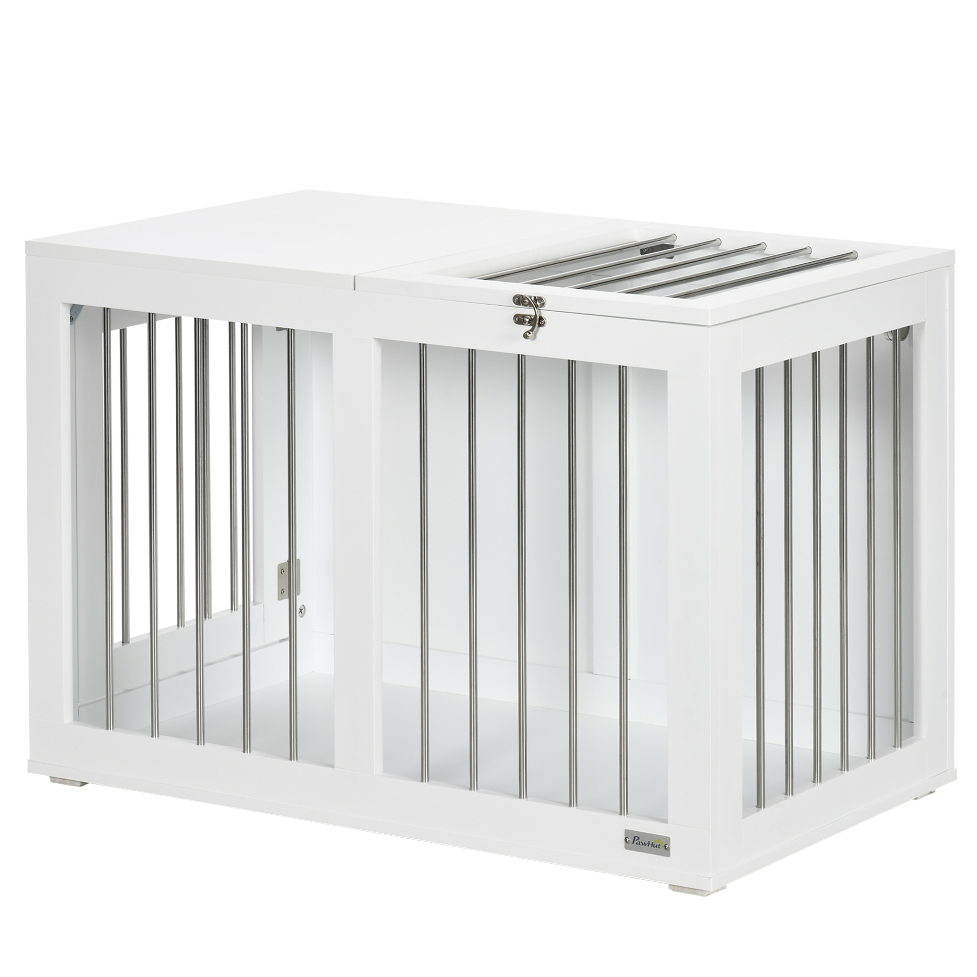 for Medium Dogs, 31.5" Canine Crate Furnishing with Double Doors, White 1