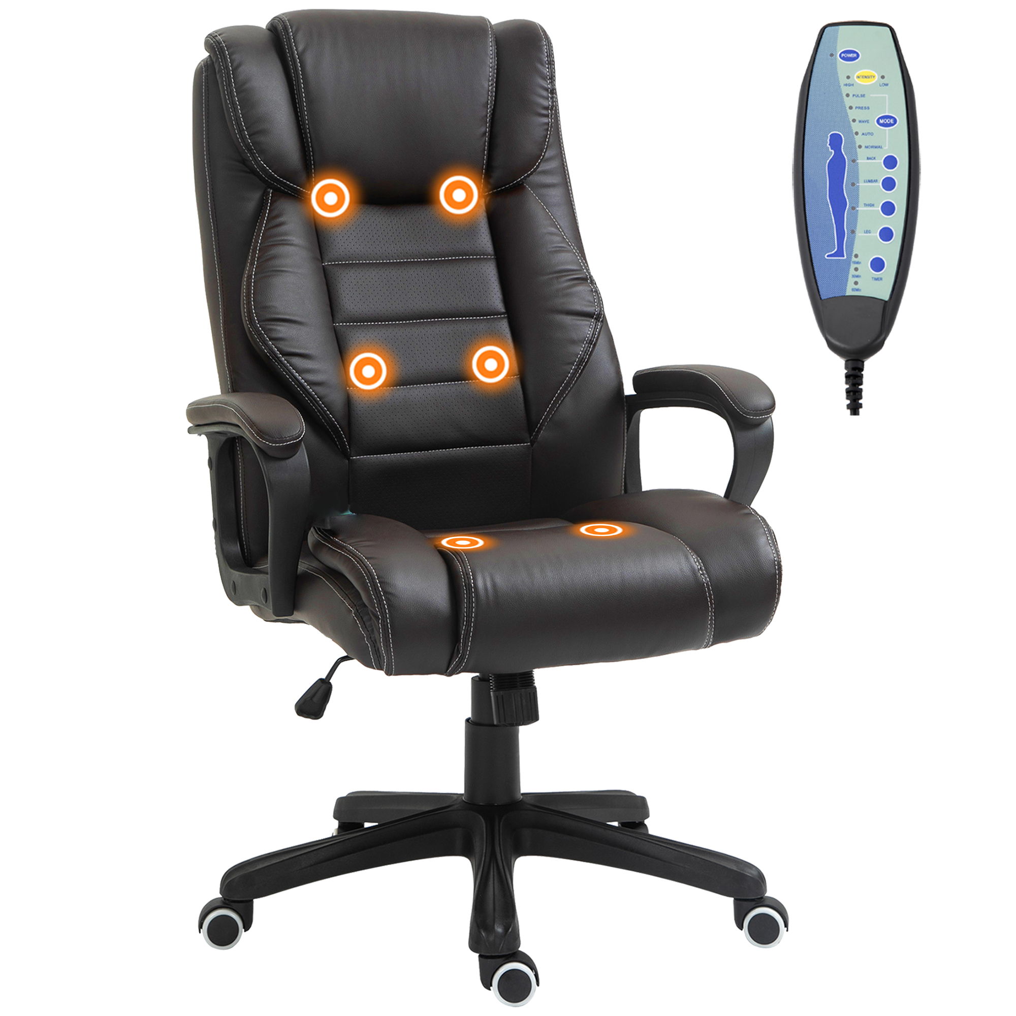 Vinsetto Ergonomic Massage Office Chair, High Back Executive Desk Chair  with 6-Point Vibration, Adjustable Height, Swivel Seat and Rocking  Function, 