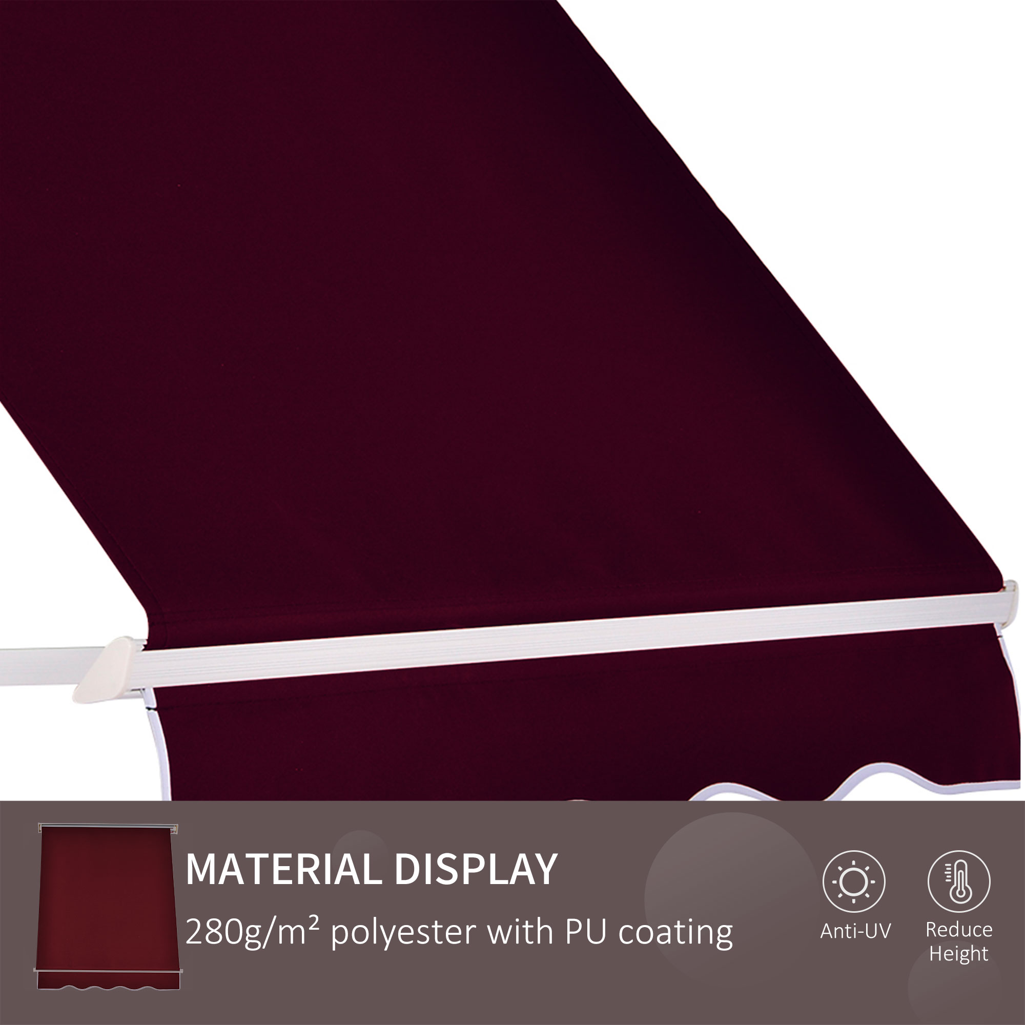 Outsunny 6' Drop Arm Retractable Window Awning - Red / 71