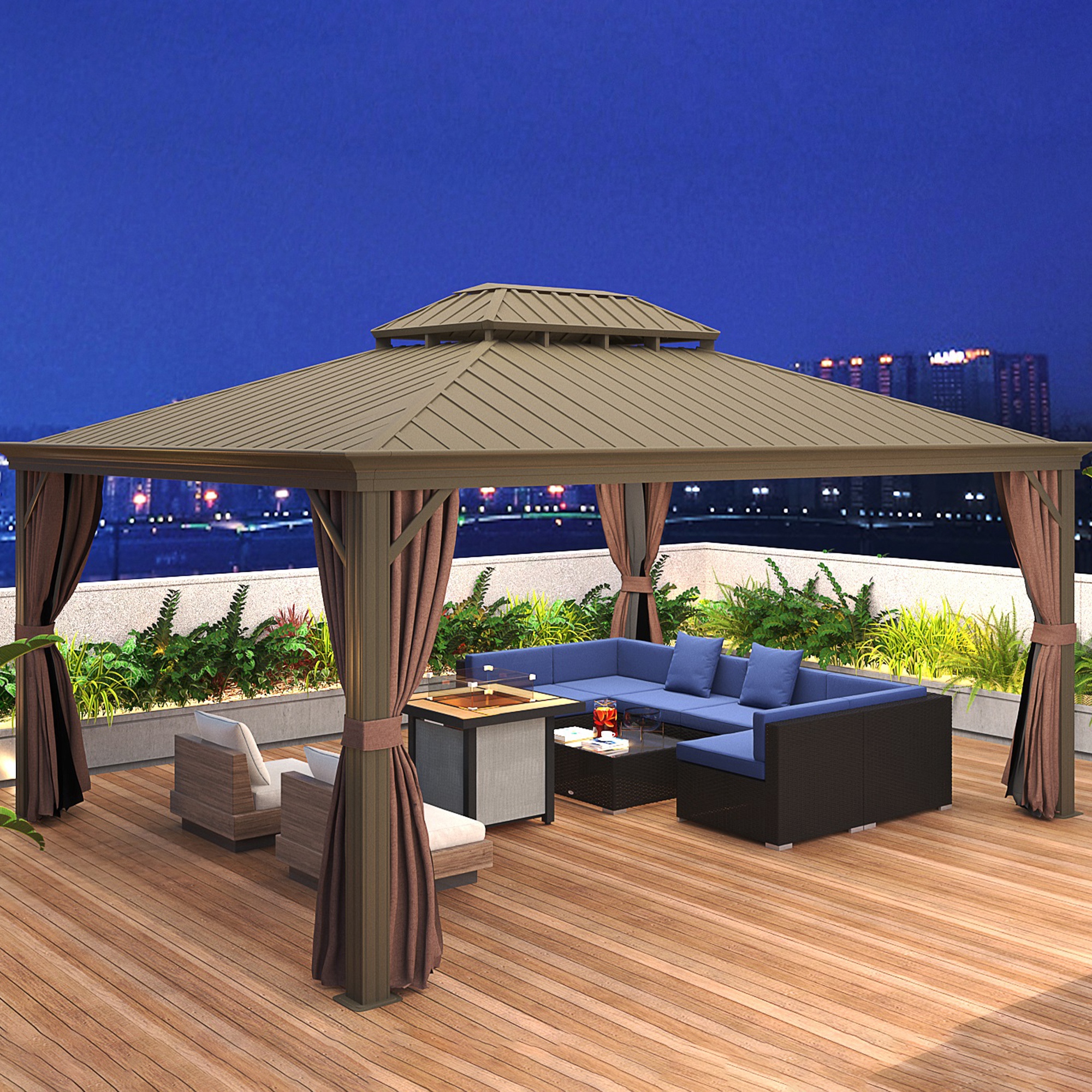 Outsunny 7 Piece Patio Set Outdoor Wicker Sofa, Dark Blue| Aosom.com