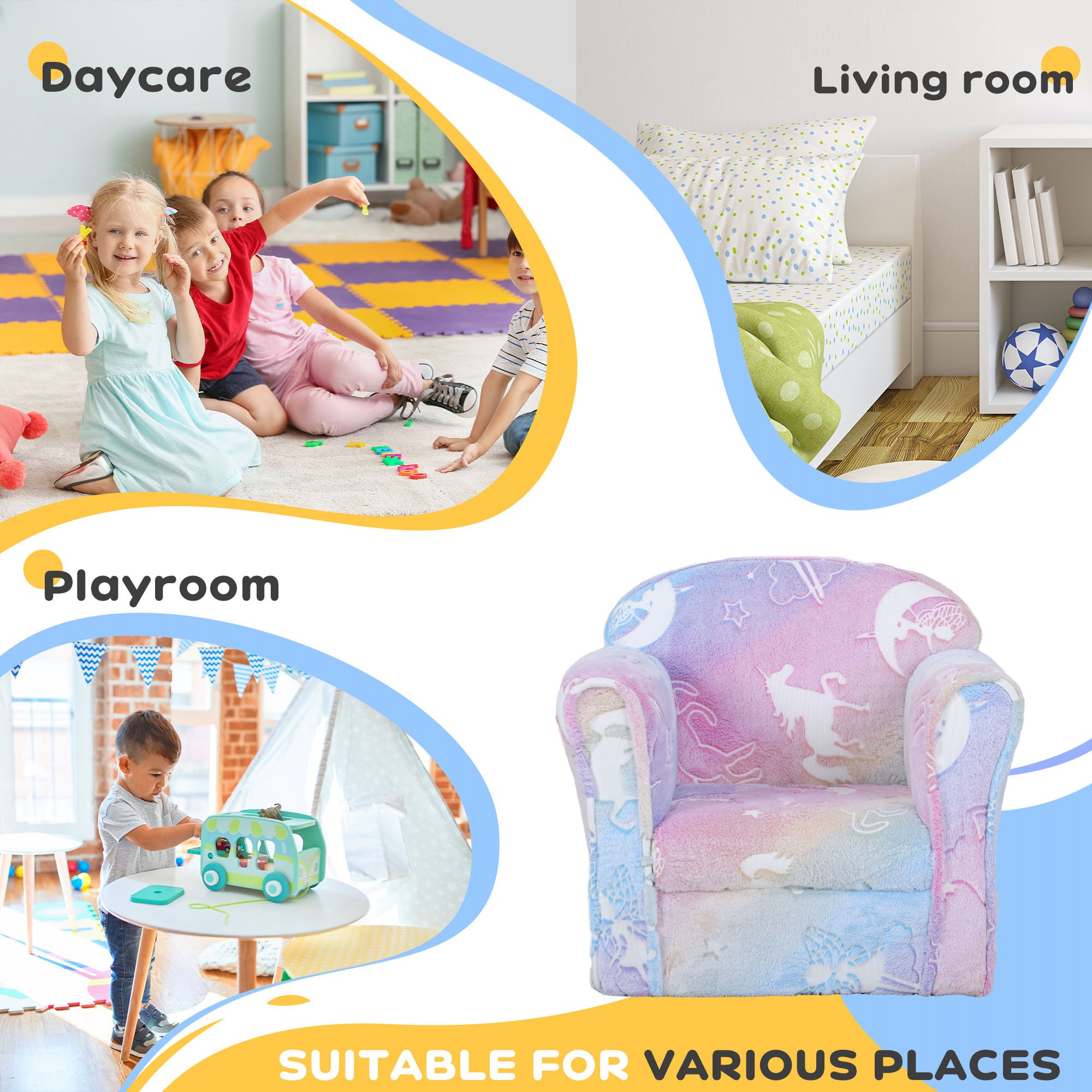 Qaba Kids Sofa with Glowing Fairy Design for 18-36 Months, Multicolor | Aosom.com 4