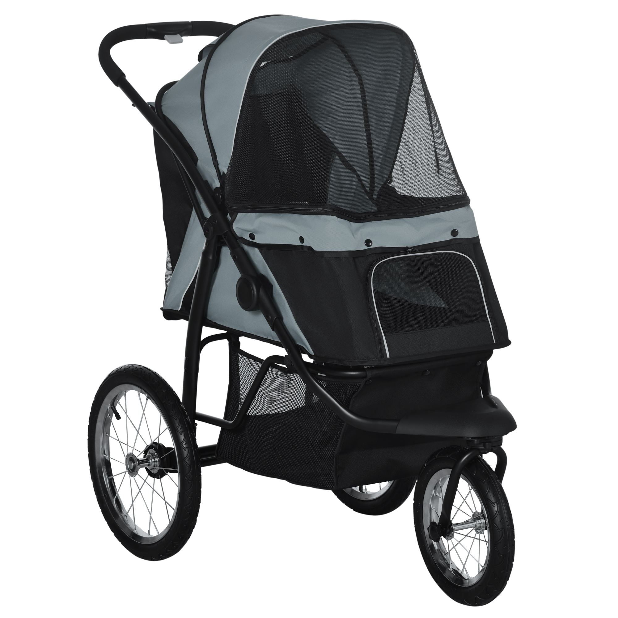 PawHut Pet Stroller for Small Dogs with Adjustable Canopy, 3 Big Wheels -  Gray | Aosom.com