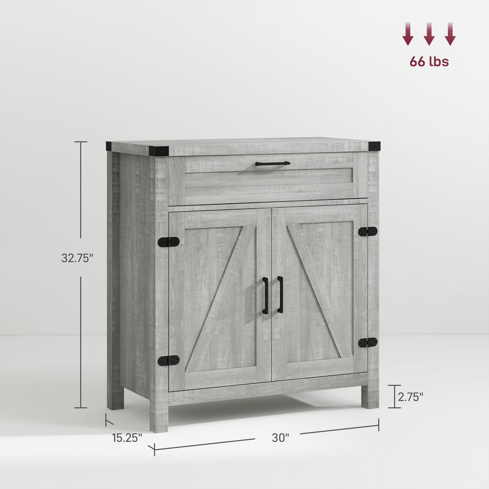 HOMCOM Modern Farmhouse Sideboard Storage Cabinet, Buffet Cabinet with 2 Barn Doors and Drawer for Dining Room, Gray | Aosom.com 1