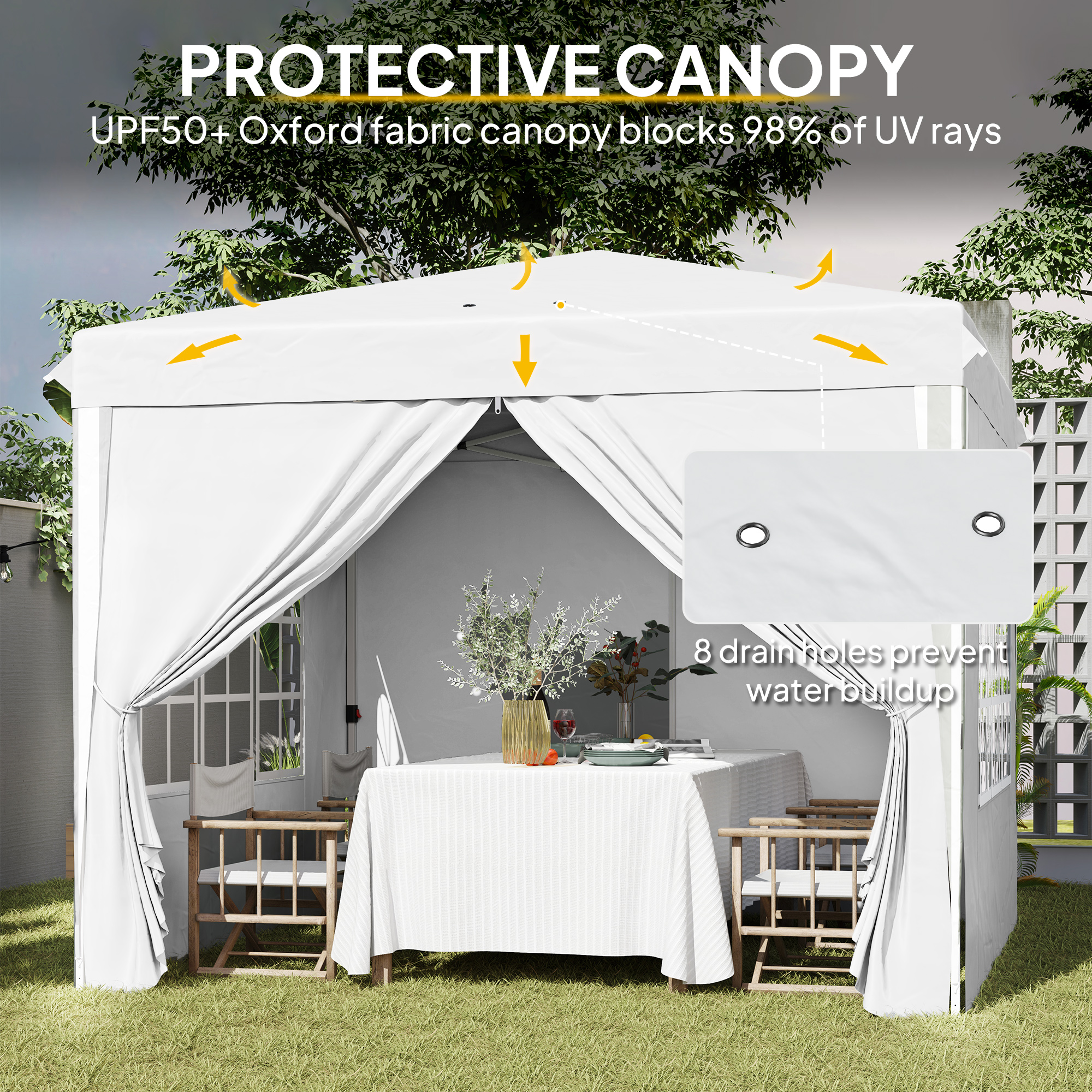 Outsunny 10' x 10' Pop-Up Canopy Tent with Sidewalls, Height