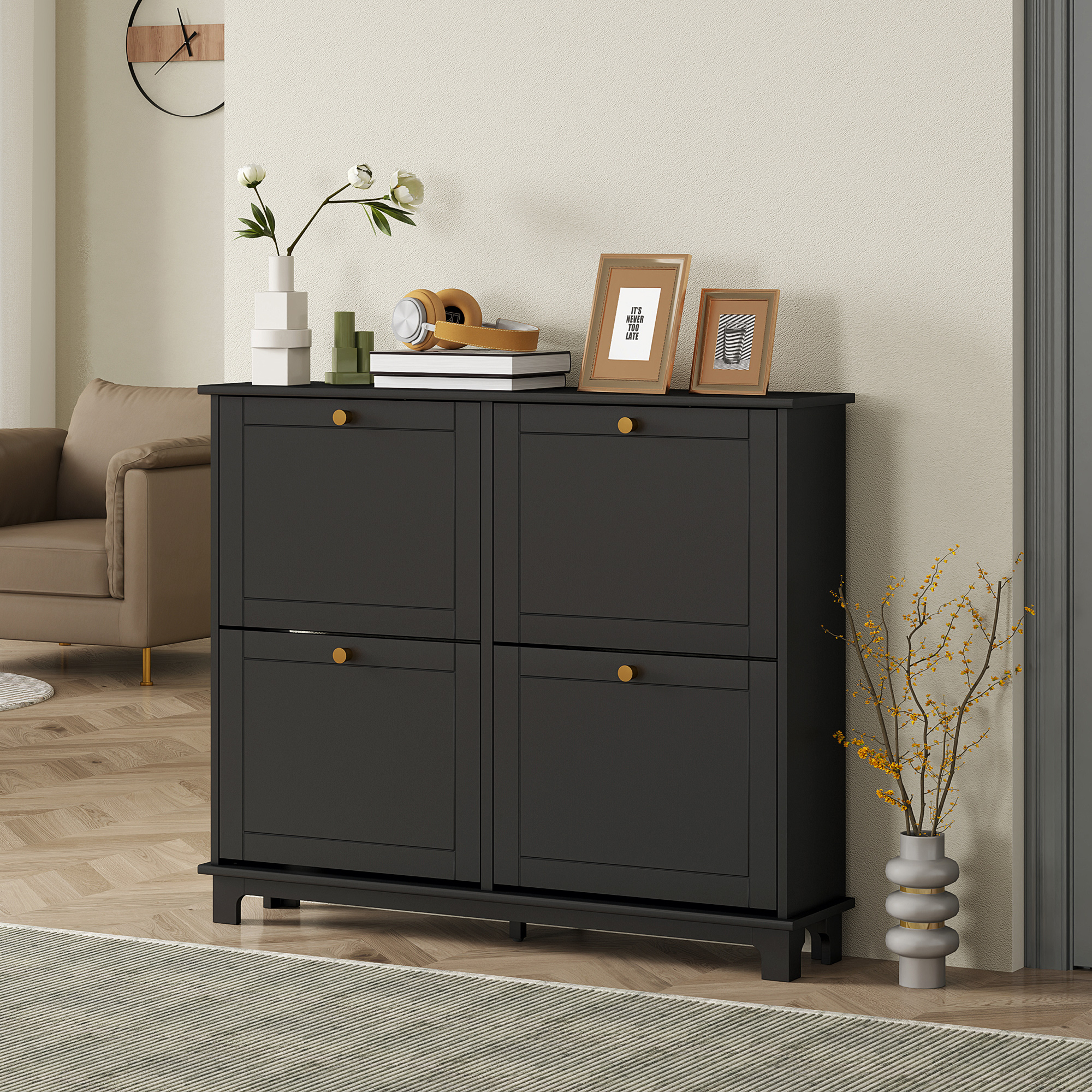 so-so Shoe Rack Shoe Rack for Entryway Solid Wood Shoe Cabinet
