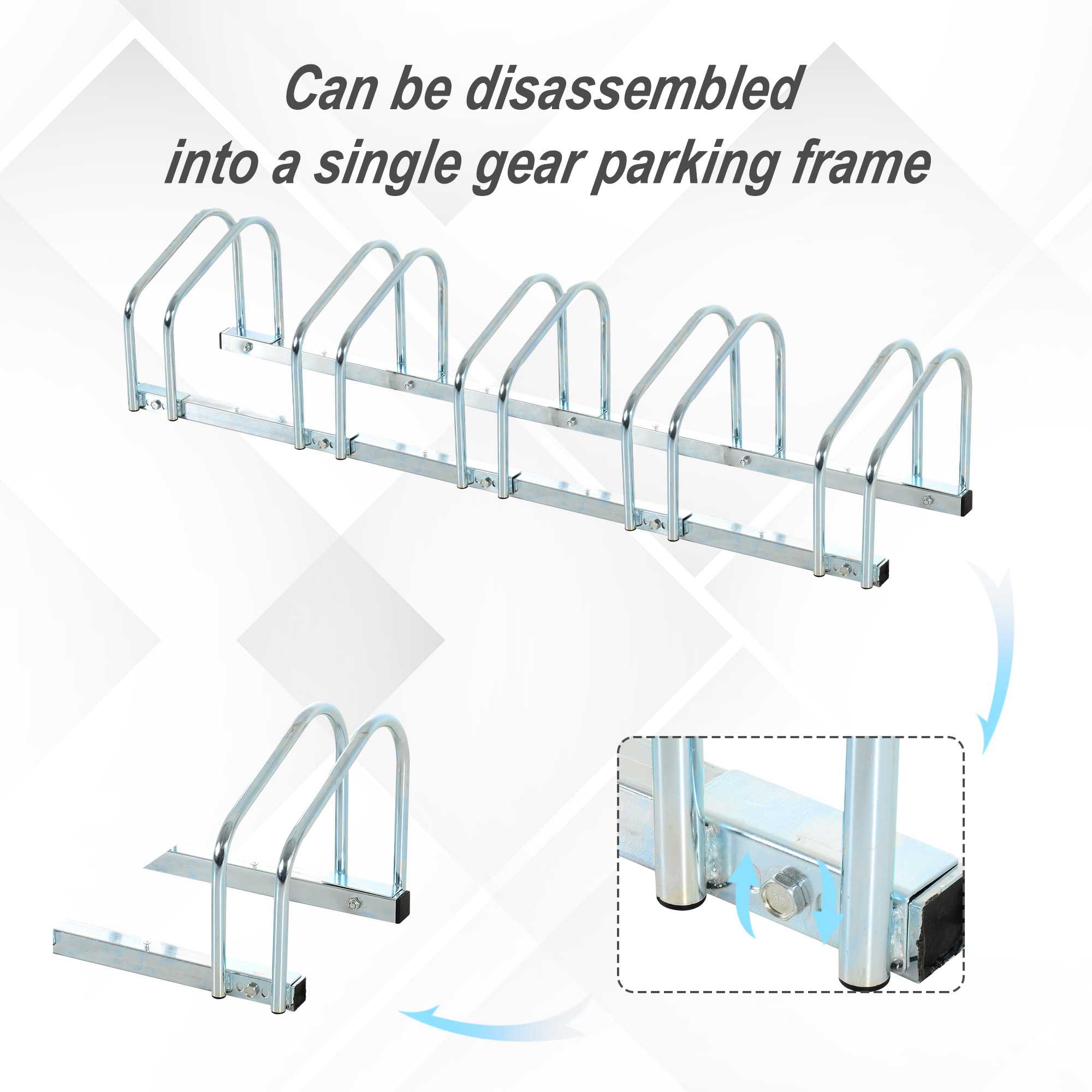 Parking Border Rack Floor Mount Bike Rack HOMCOM 3-Bike Floor Parking Rack - Steel Bike ...