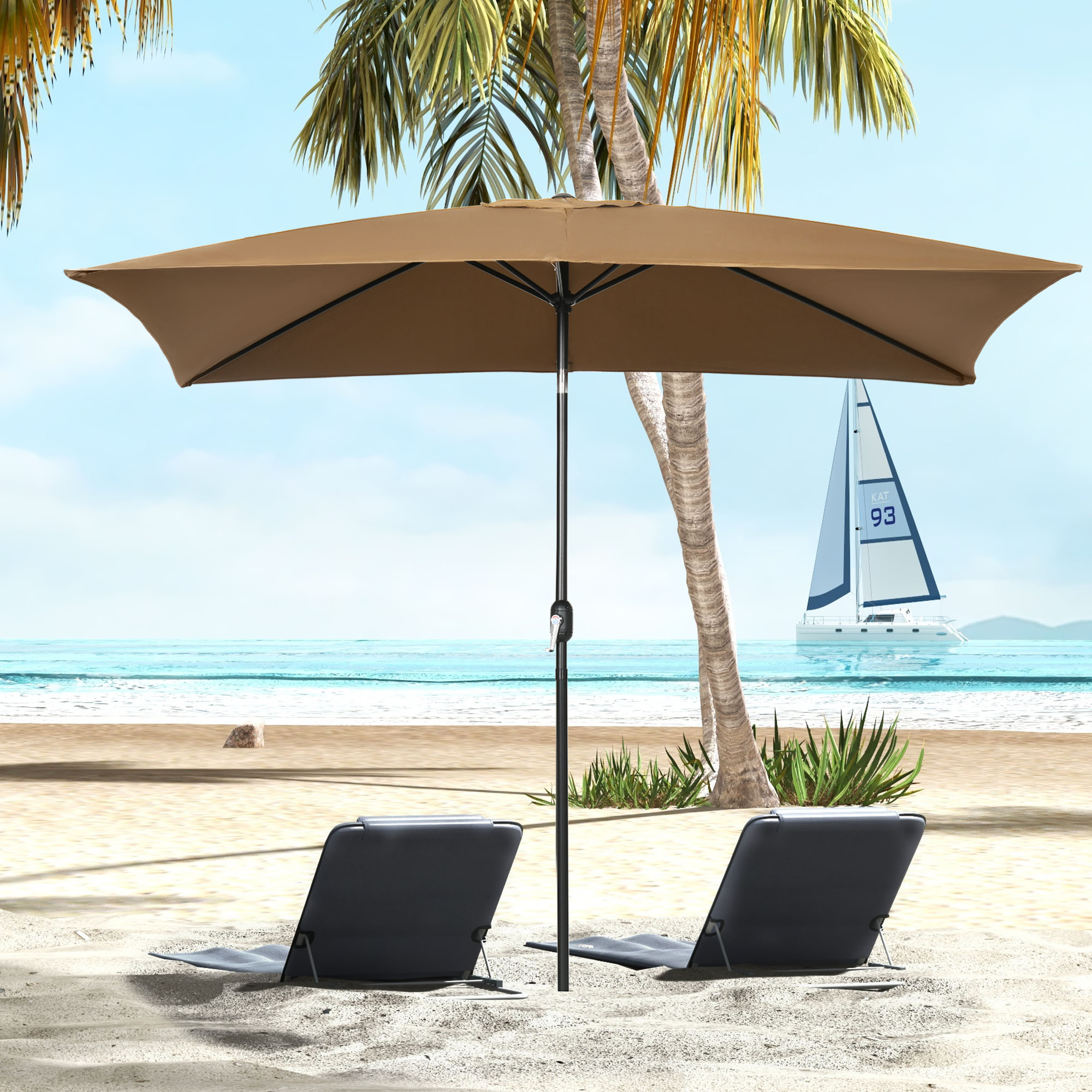 Outsunny 6.5x10ft Rectangle Aluminum Tilt Patio Umbrella Garden