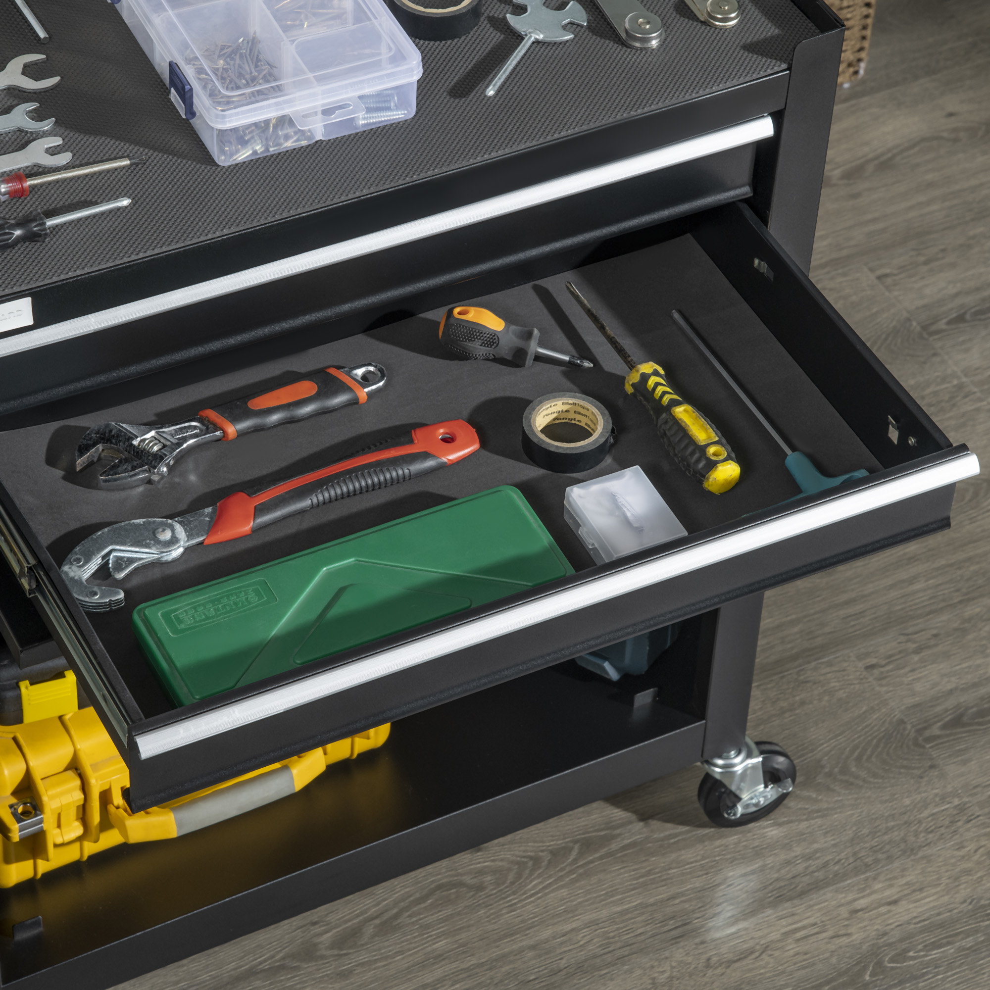 DURHAND Rolling Garage Workshop Tool Organizer, 2 Drawer Tool