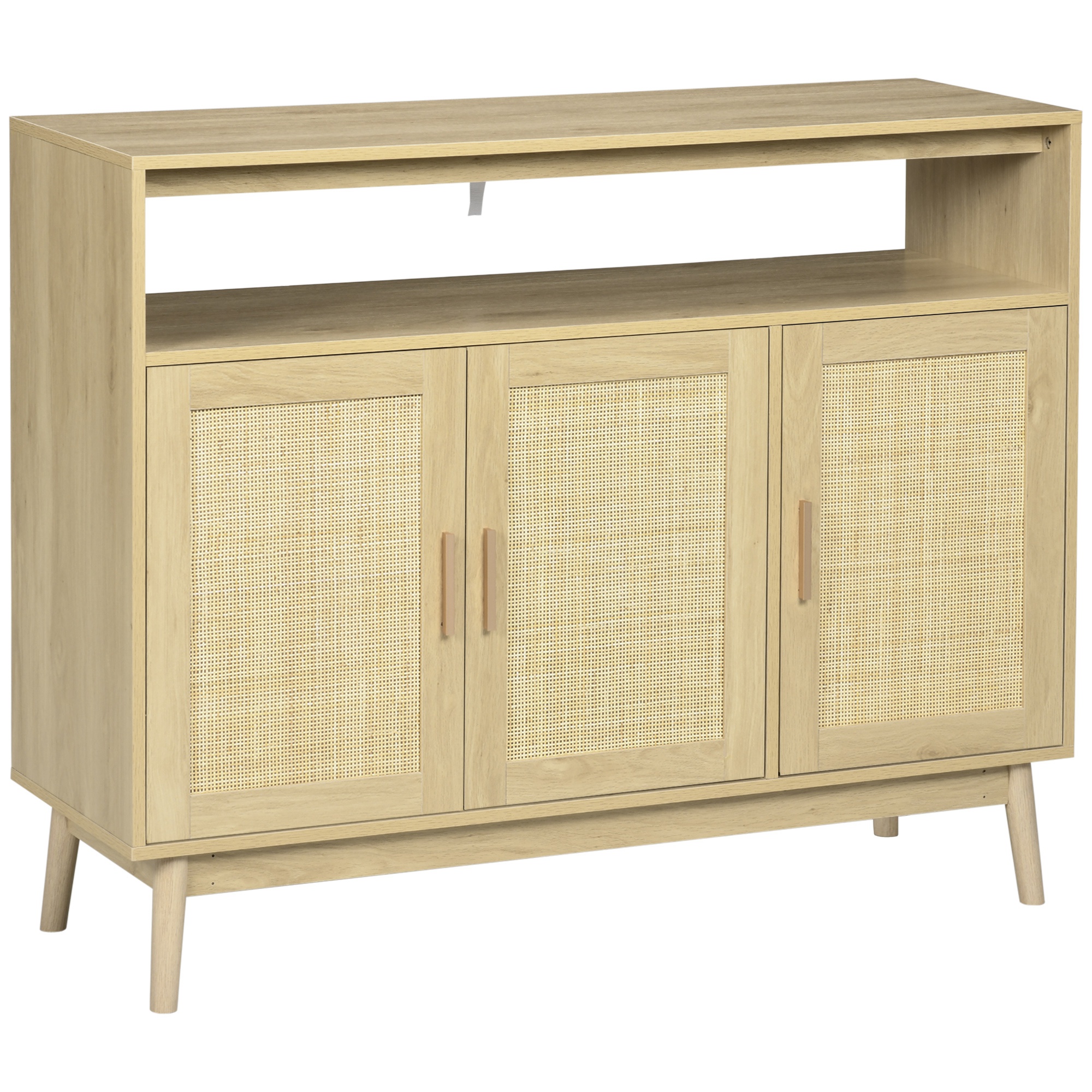 HOMCOM Boho Rattan Sideboard Buffet Cabinet Natural Finish for Dining Living Room Kitchen Storage | Aosom.com