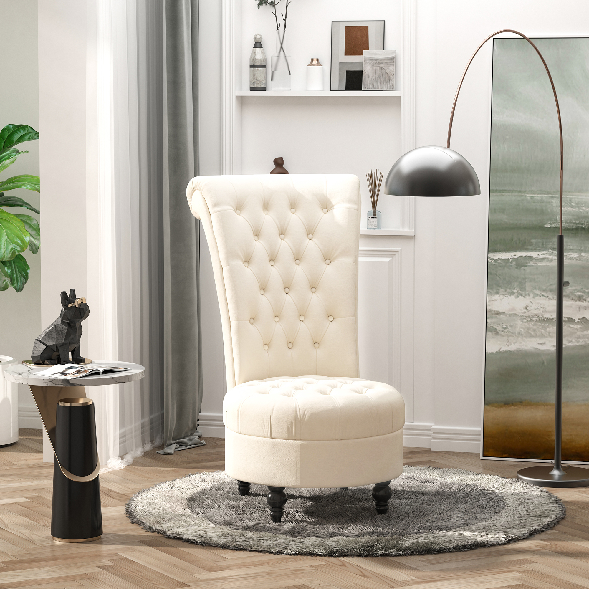 Velvet Accent High Back Living Room Accent Chairs Armless Chair